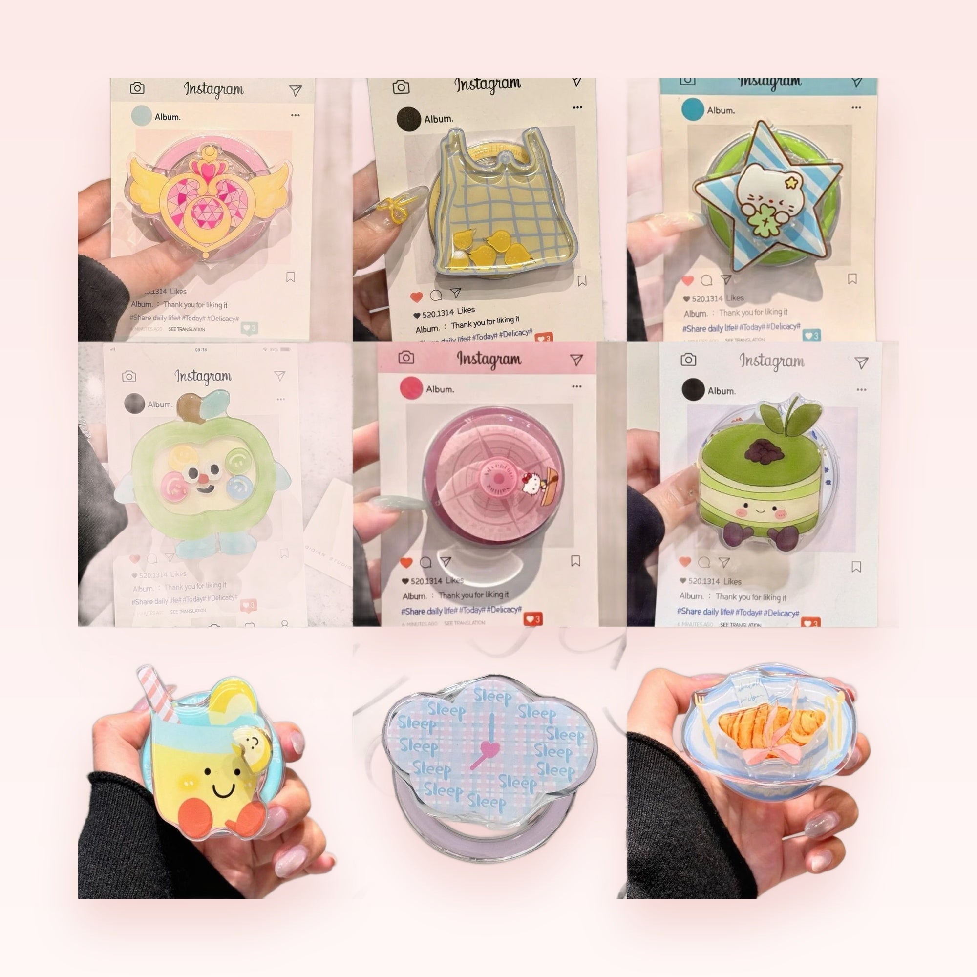 Kawaii Cartoon Character Phone Grip | Cute Aesthetic Pop Socket Stand