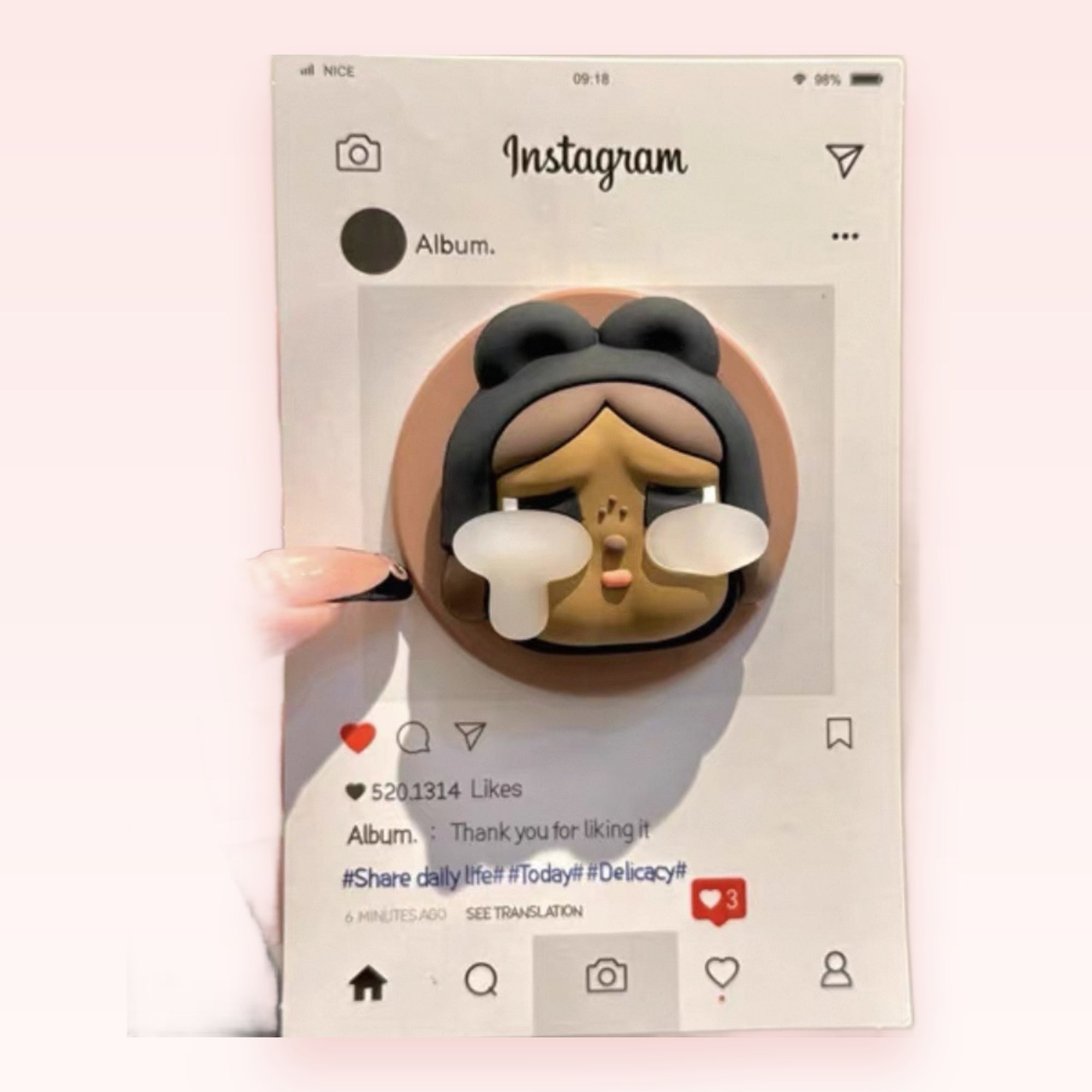 Crying Face Instagram Post Phone Grip | Kawaii Pop Socket Stand