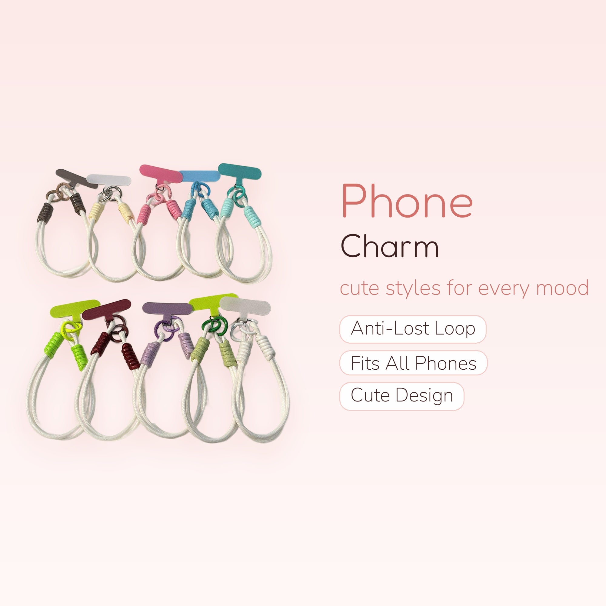 Colorful Rope Phone Charm Wristlet | Aesthetic T-Shape Phone Strap