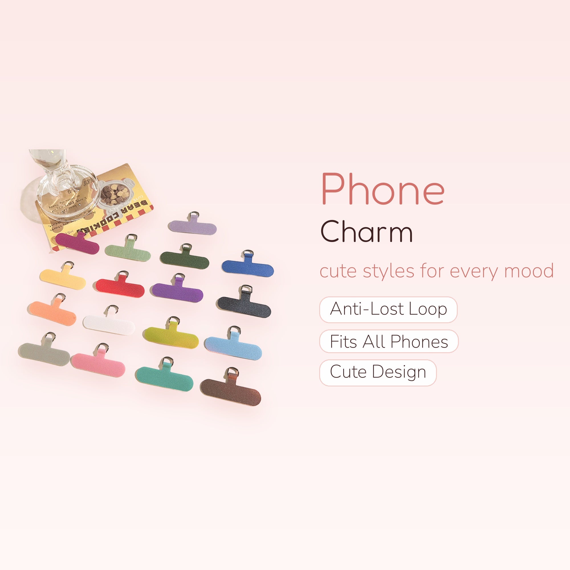 SIMPLYBUBBI — Assorted Plain Phone Patch Tabs | Universal Lanyard Connectors