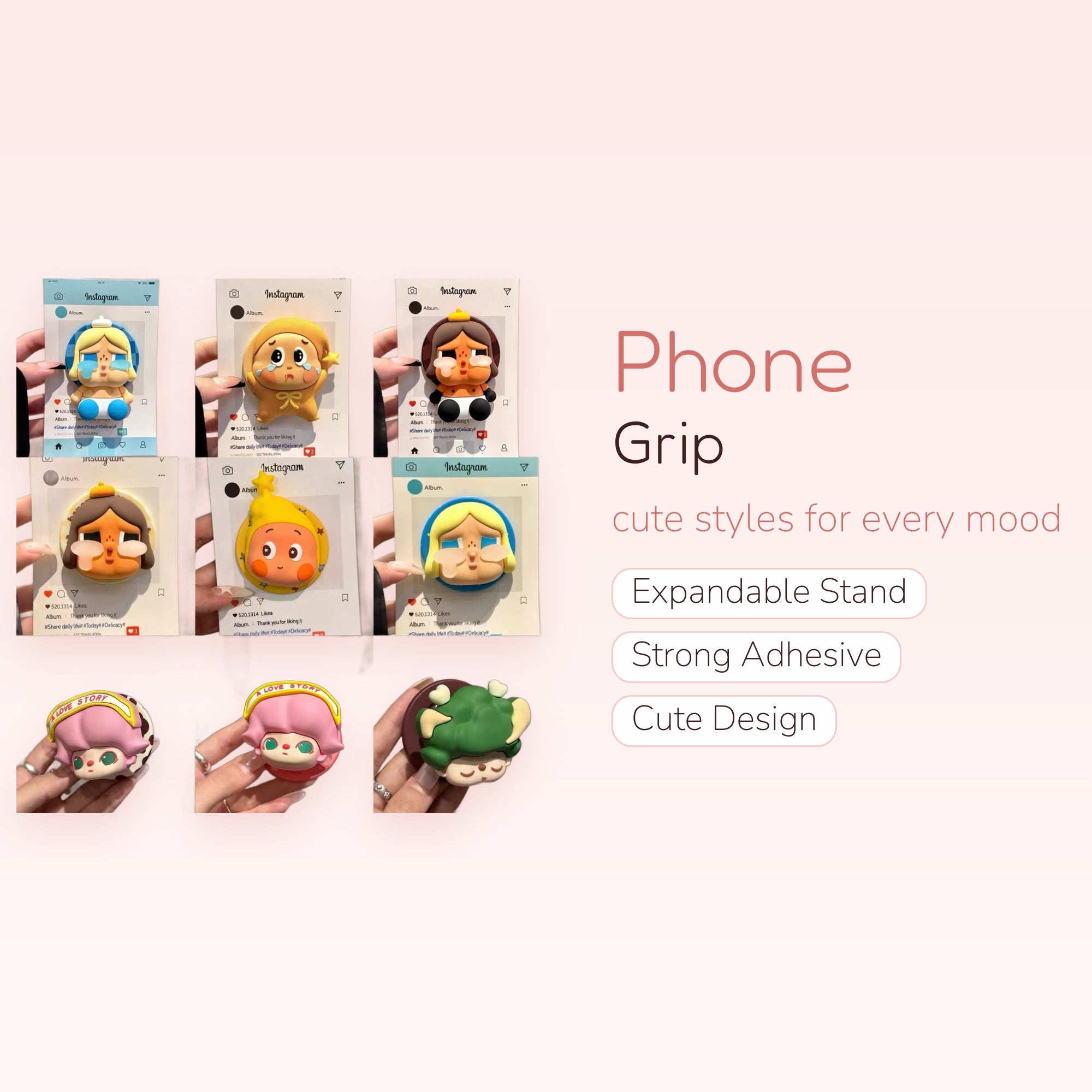 Kawaii Crying Baby Character Phone Grip | Cute Pop Socket Stand