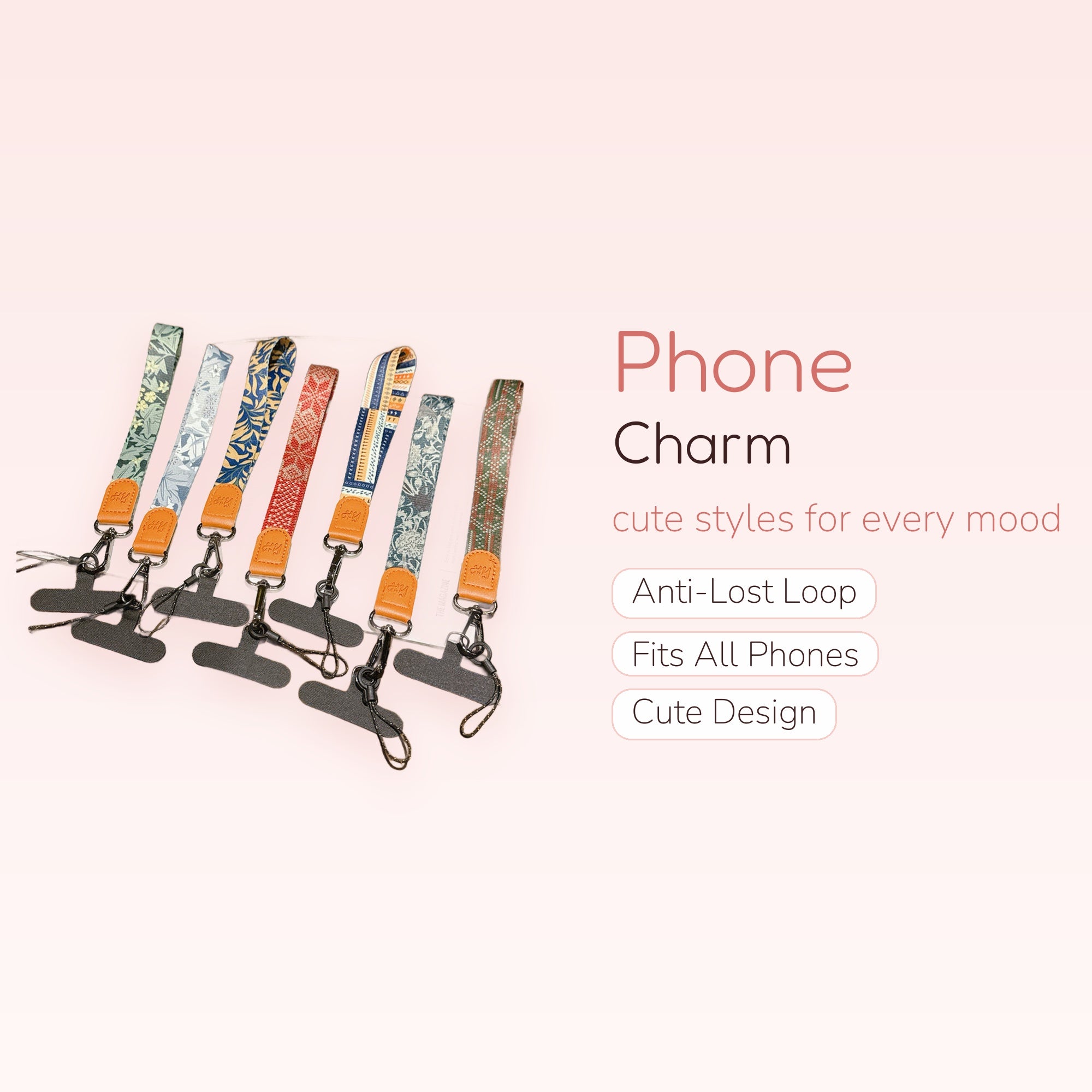 Aesthetic Floral Fabric Phone Charm Strap | Cute Patterned Wrist Lanyard