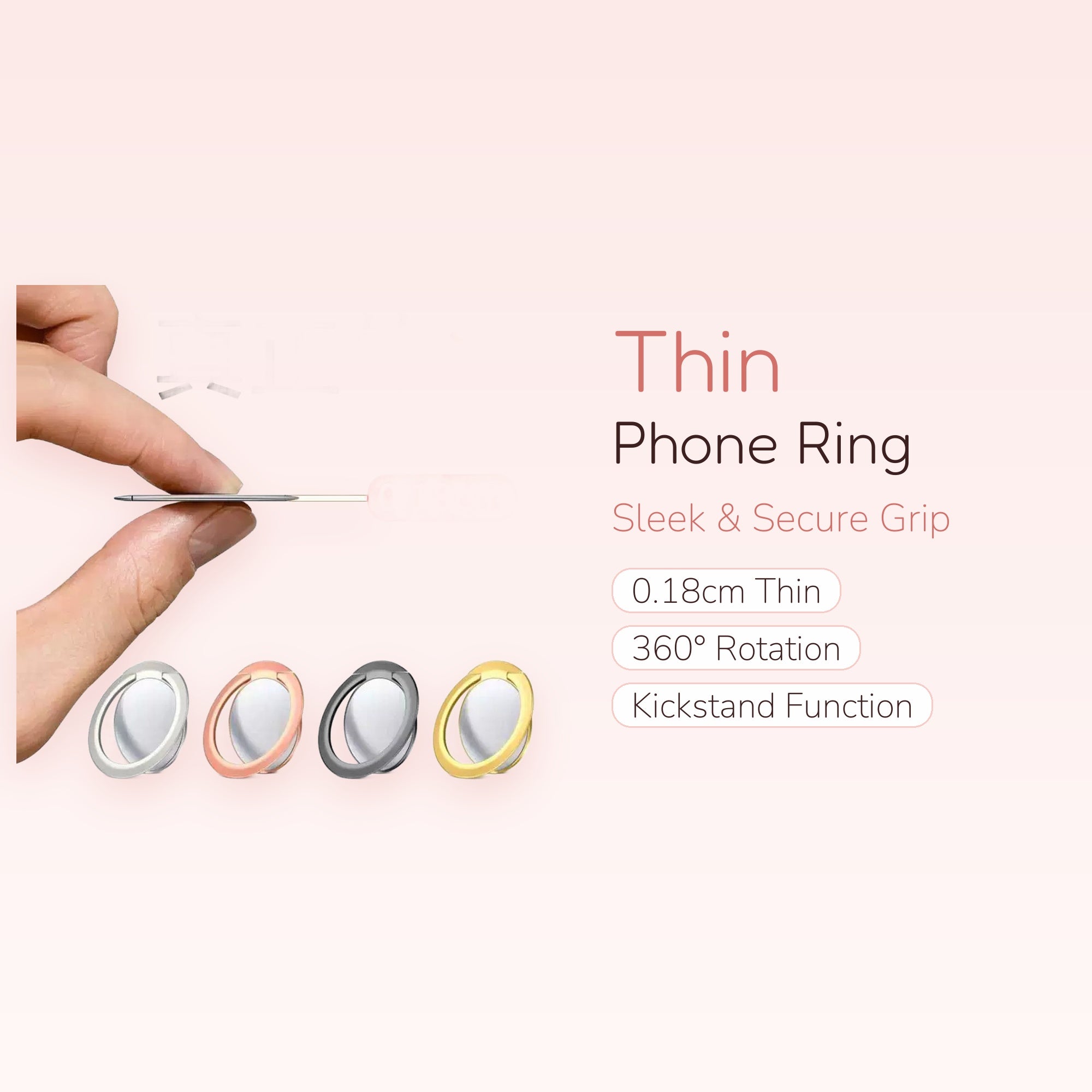 Ultra-Thin 0.18cm Phone Ring Holder | Cute Metal Kickstand Grip