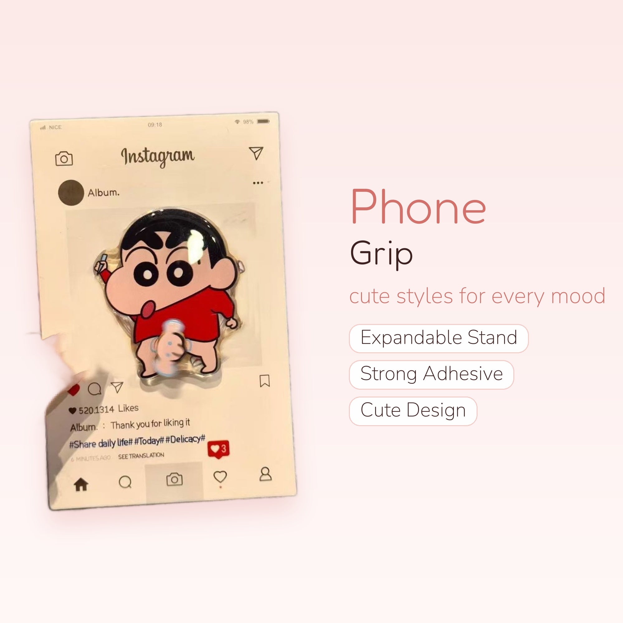 Crayon Shin-chan Instagram Phone Grip | Kawaii Anime Pop Socket Stand