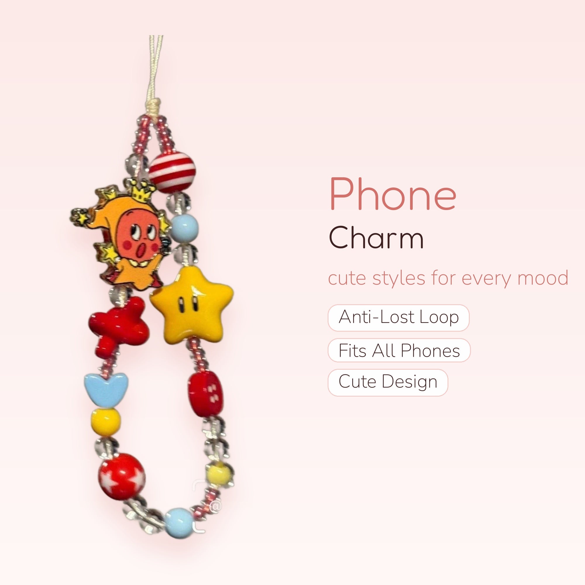 Kawaii Super Mario Bros. Beaded Phone Charm | Y2K Gaming Wrist Strap