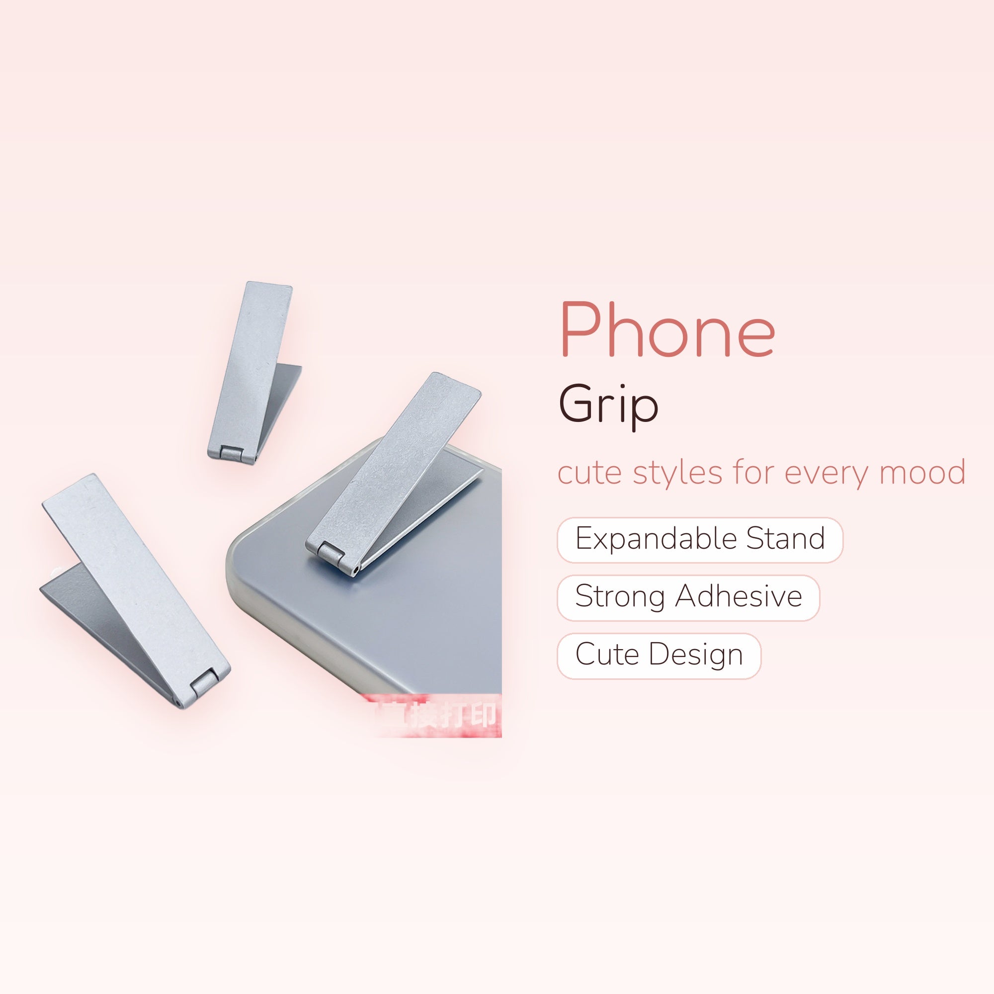Minimalist Silver Foldable Phone Grip | Sleek Metal Kickstand Stand