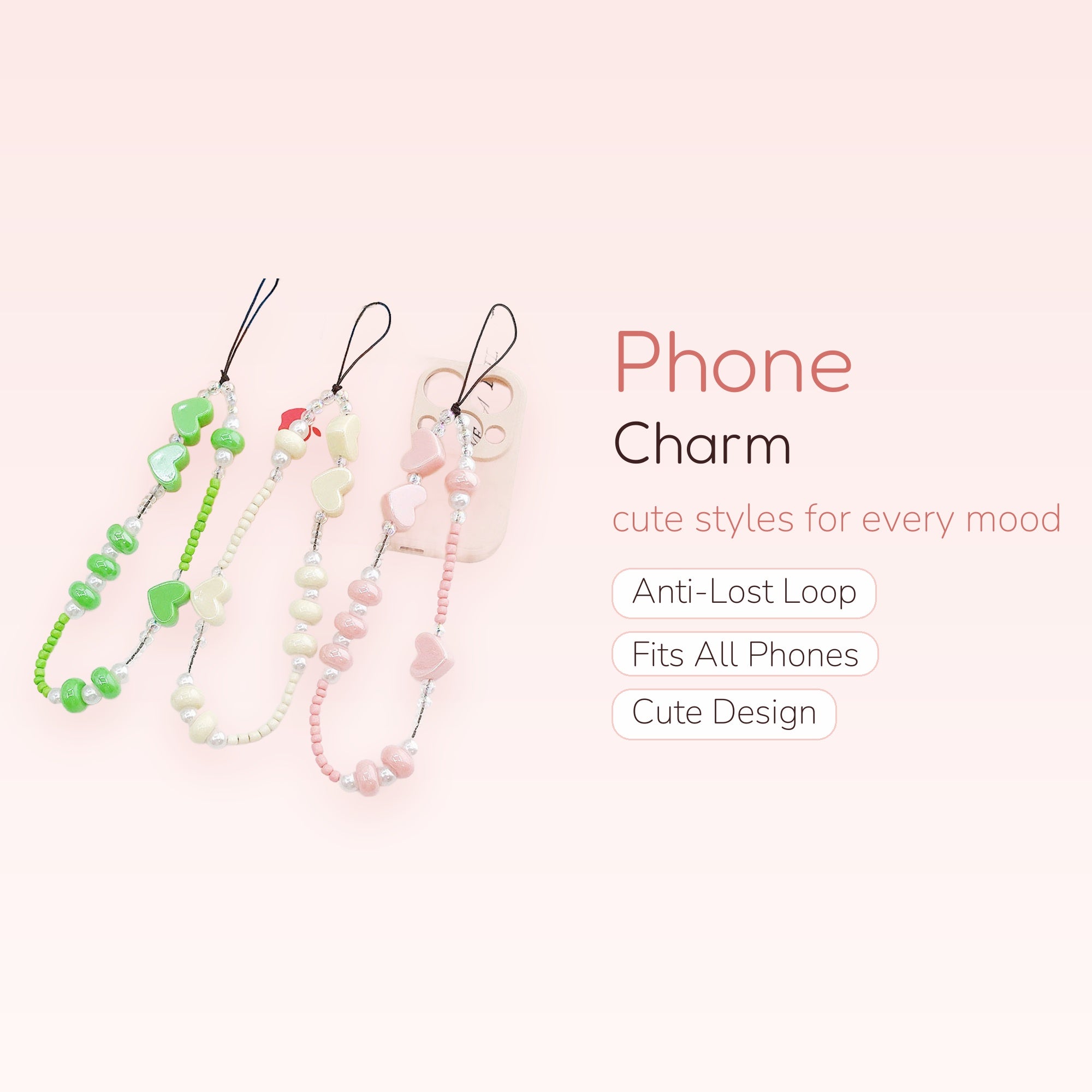 Cell Phone Charms for Women, Fashion Heart Shaped | SIMPLYBUBBI Phone Charm