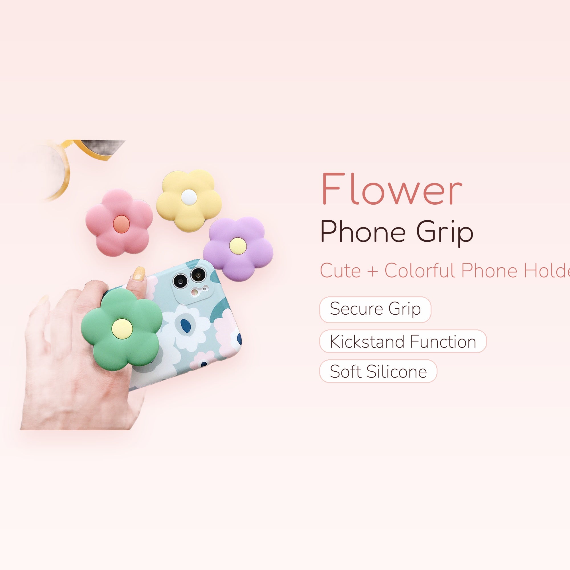 Cute Flower Phone Grip Holder | Kawaii Pop Socket Stand