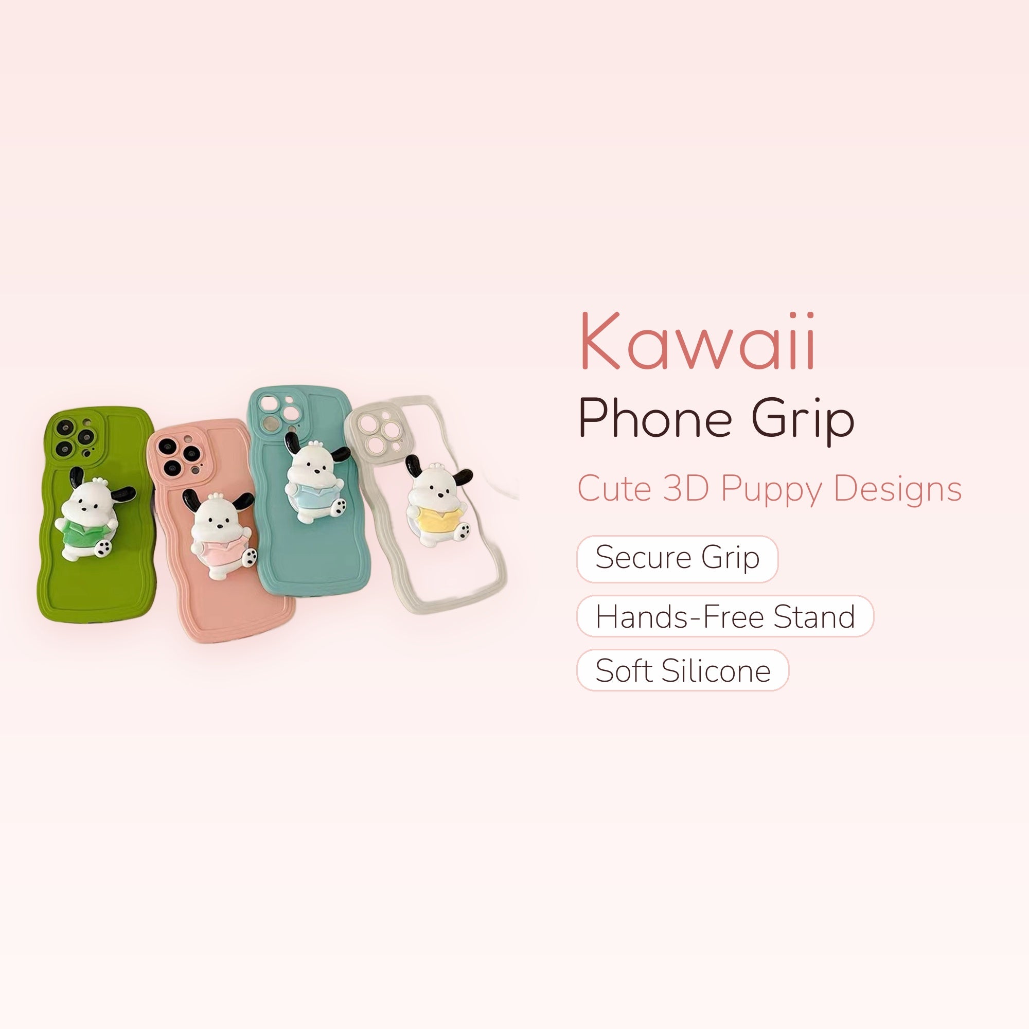 Kawaii Puppy Phone Grip Stand | Cute 3D Cartoon Phone Holder