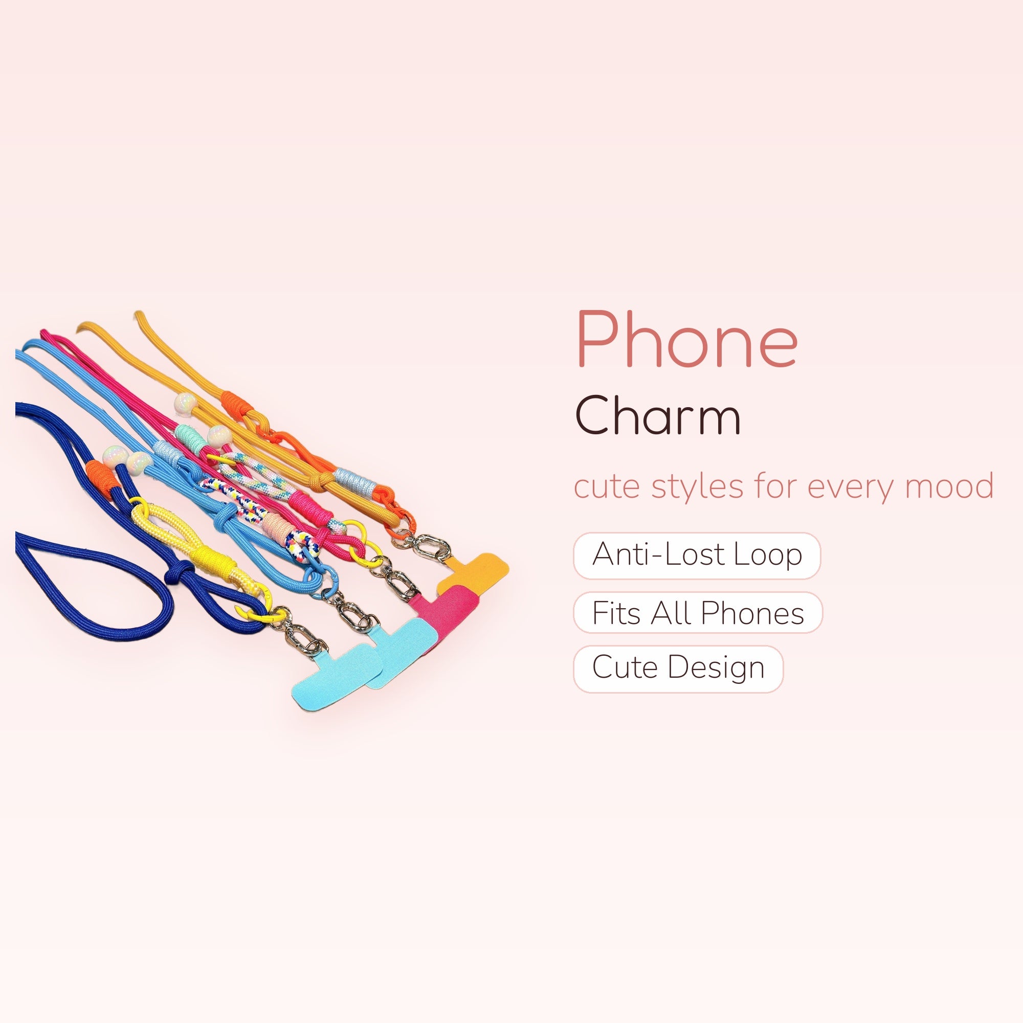 Colorful Braided Rope Phone Charm Lanyard | Adjustable Crossbody Strap
