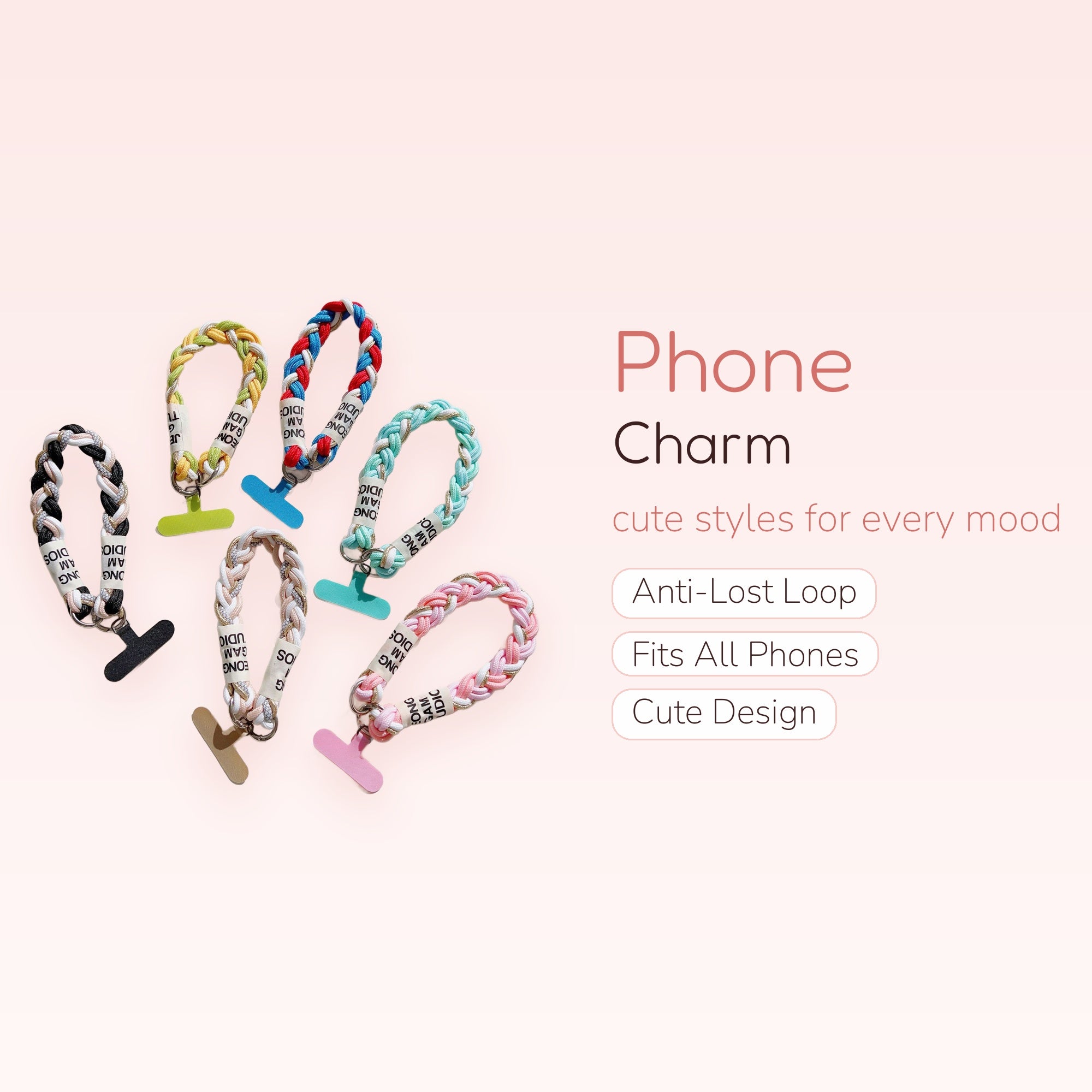 Braided Colorful Phone Charm Strap | Aesthetic Woven Wrist Lanyard