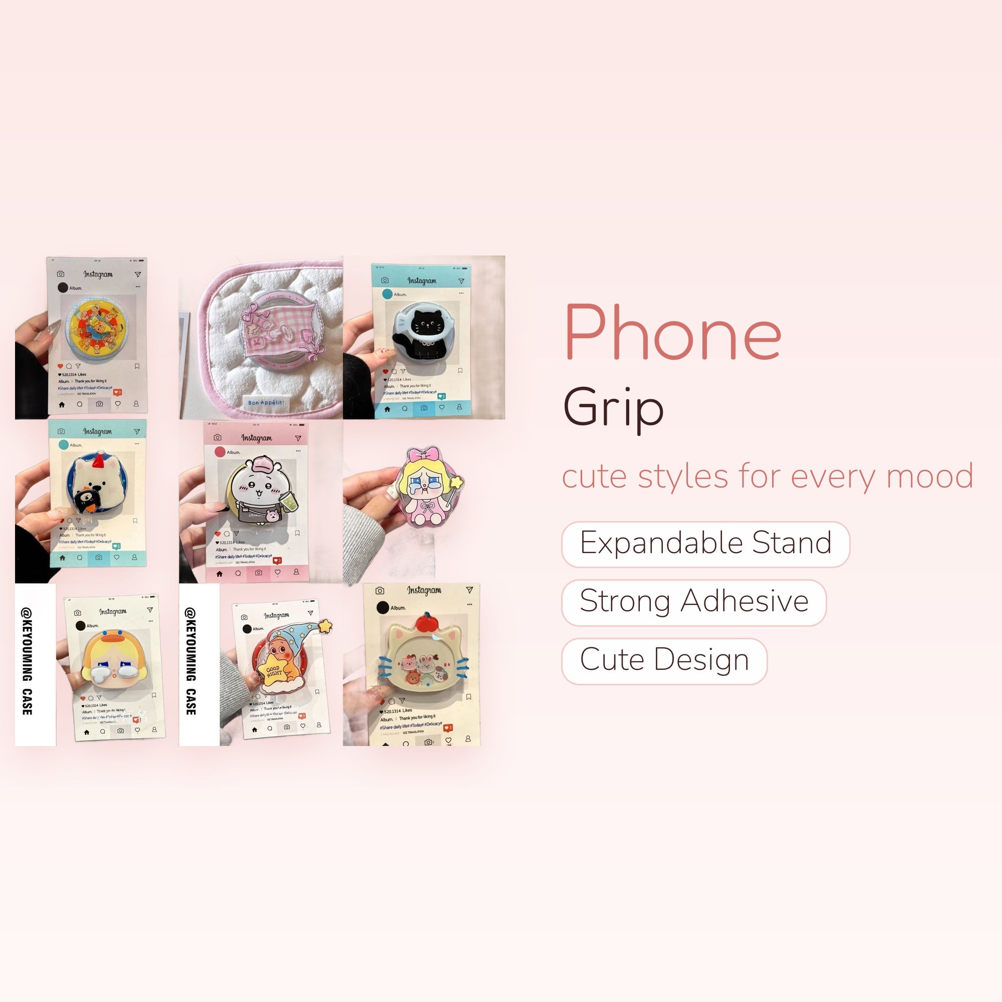 Assorted Kawaii Character Phone Grips | Cute Pop Socket Stands
