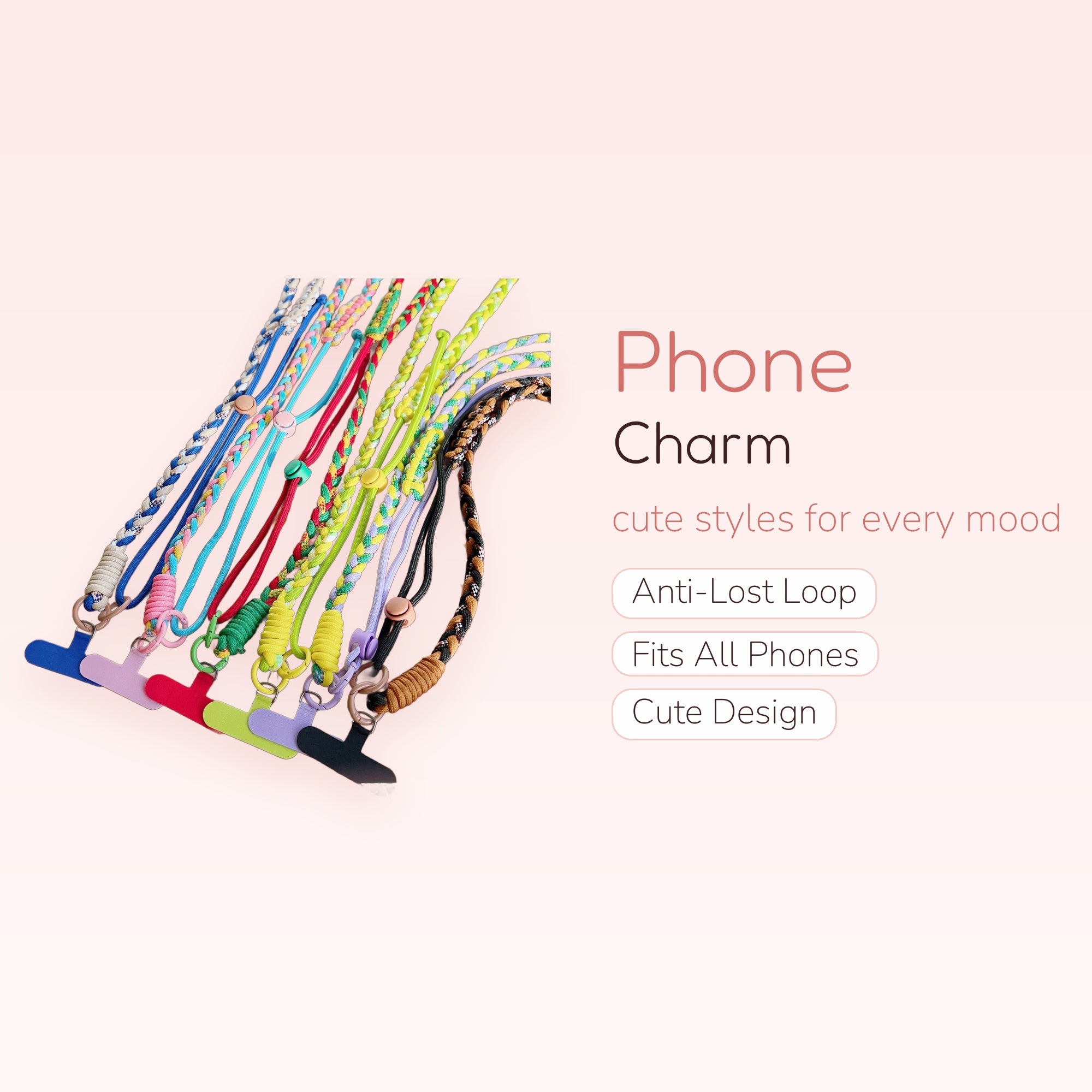 Colorful Braided Rope Phone Charm Lanyard | Adjustable Wrist Strap for Phone