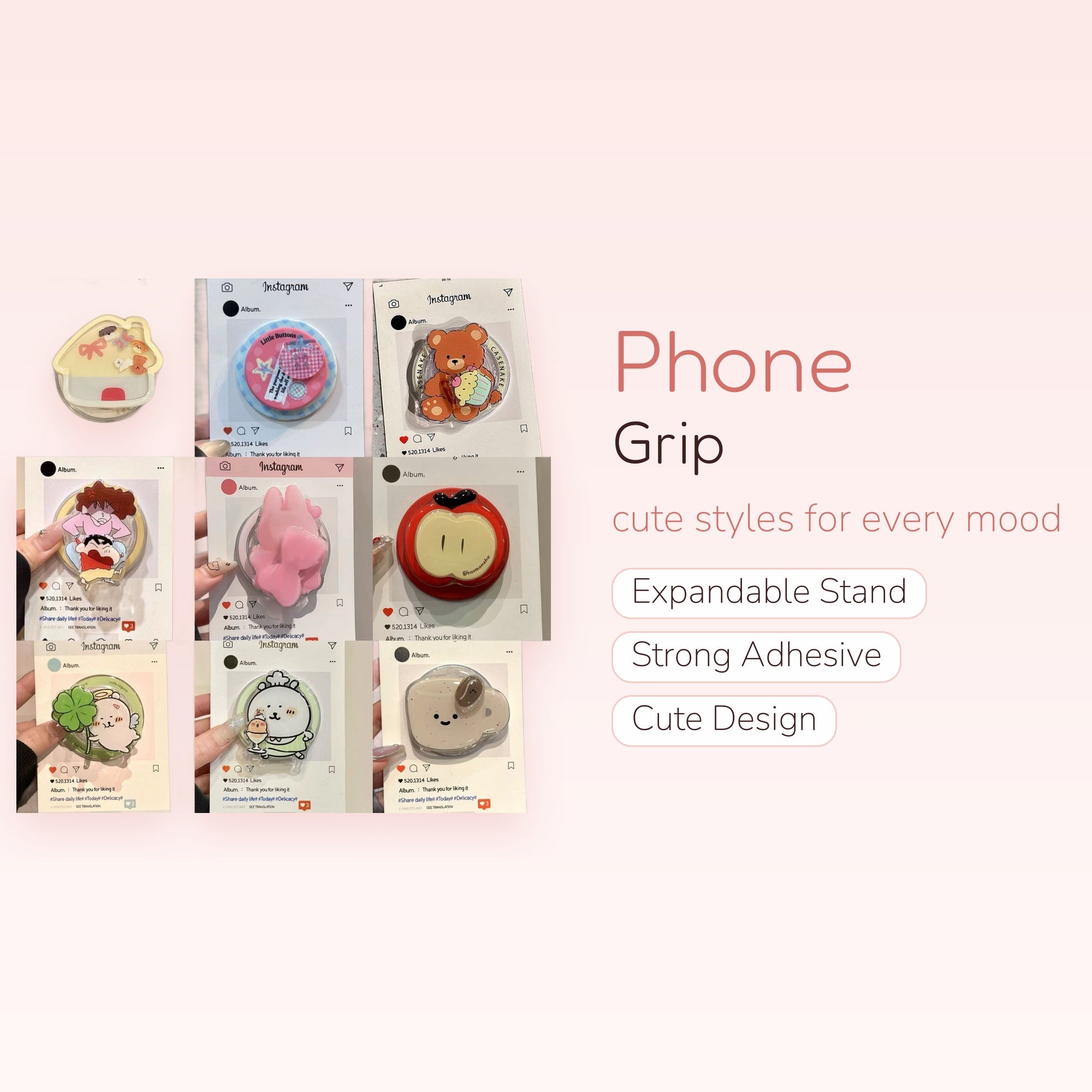 Kawaii Cartoon Character Phone Grip | Cute Pop Socket Stand for Phones