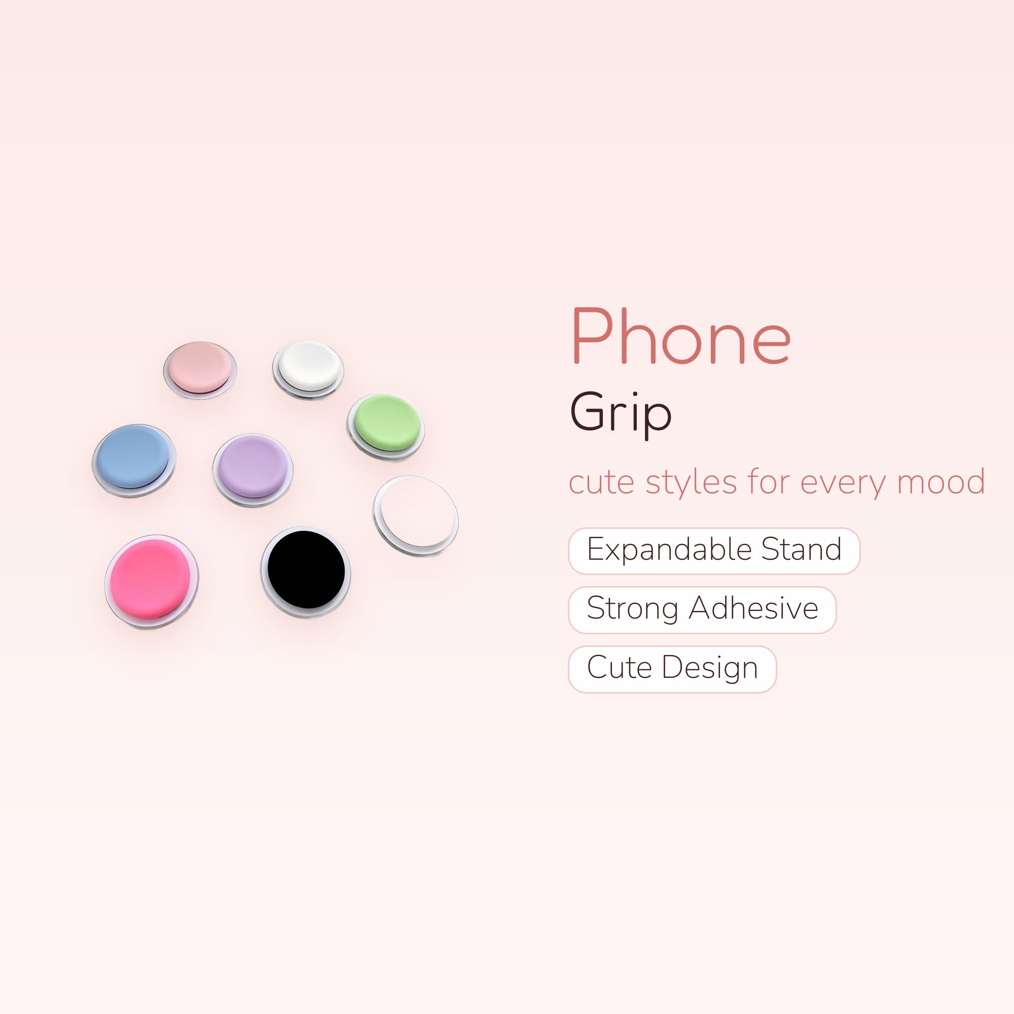 Pastel Silicone Phone Grip Set | Cute Round Pop Socket Stand
