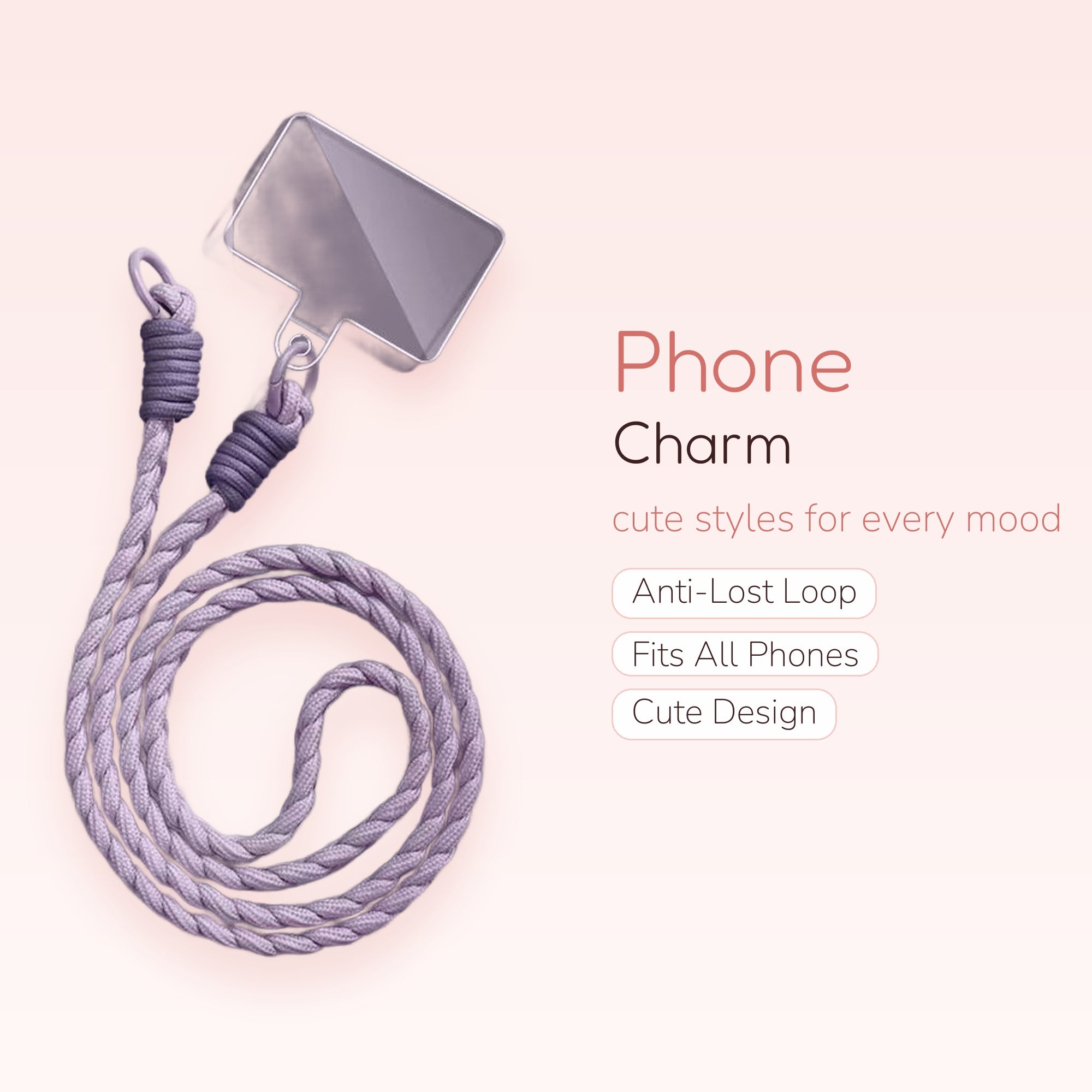 Braided Purple Phone Wrist Strap | Durable Woven Lanyard with Clear Patch