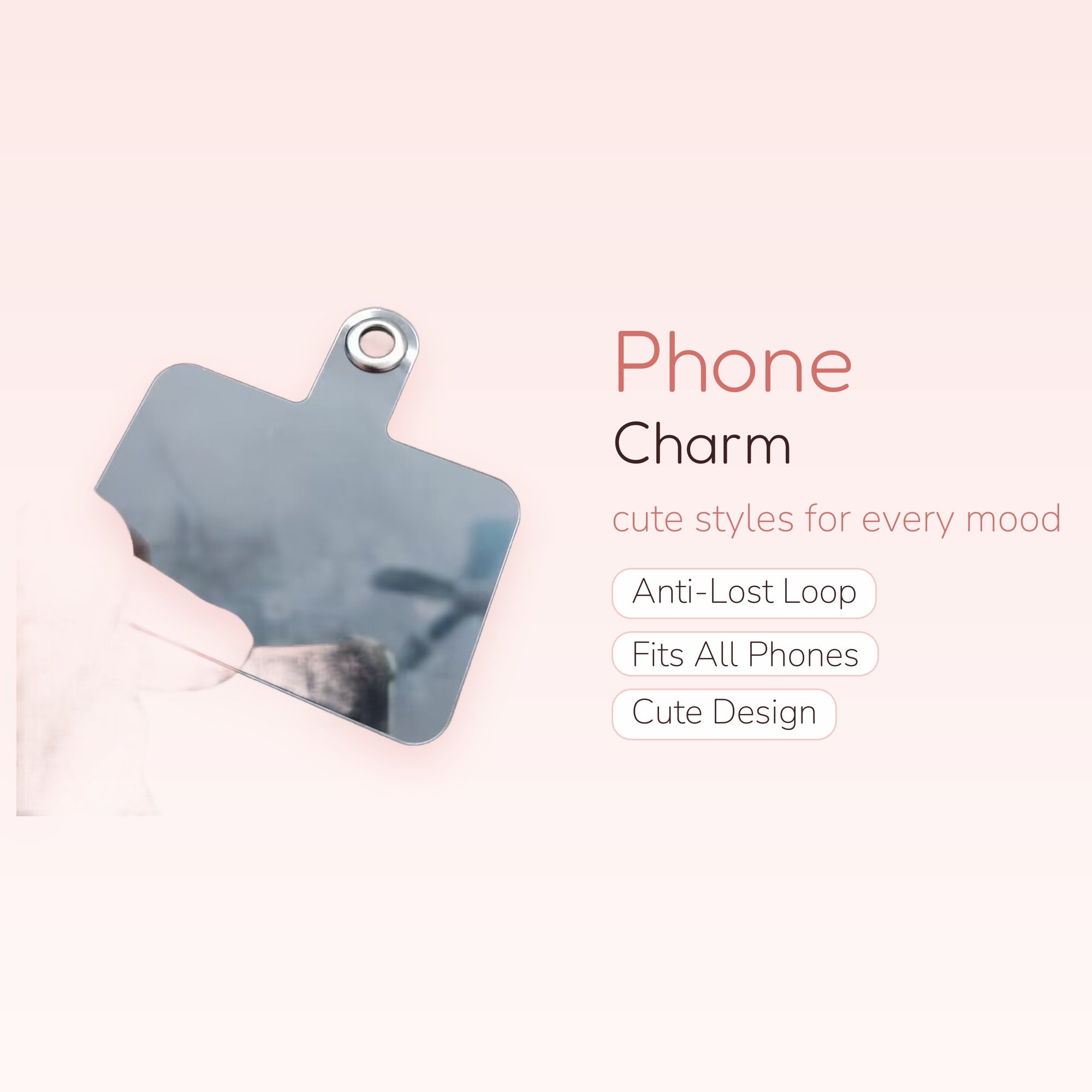 Clear Phone Charm Tether Tab | Universal Lanyard Connector Patch