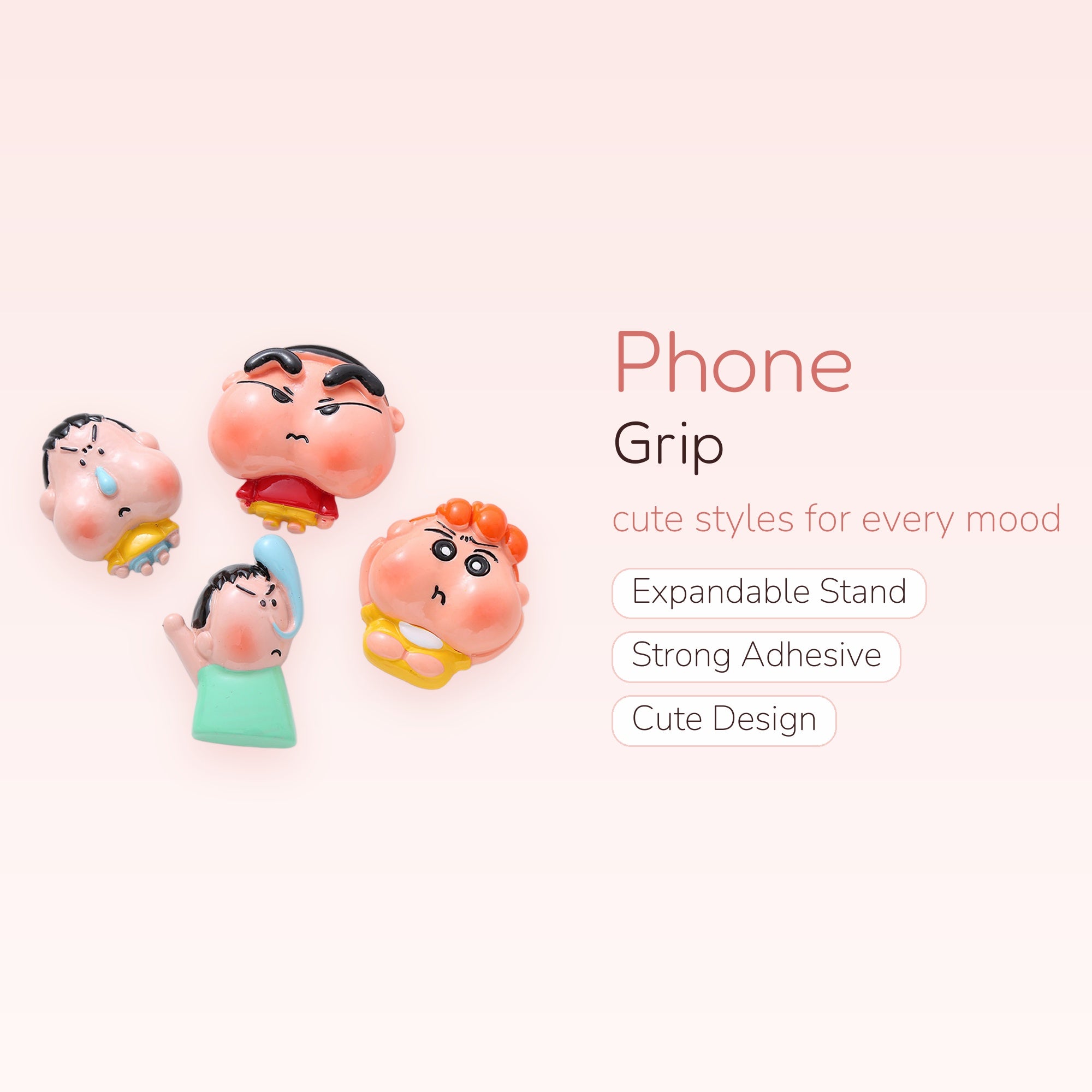 Kawaii Crayon Shin-chan Character Phone Grips | Cute Anime Pop Socket Stand