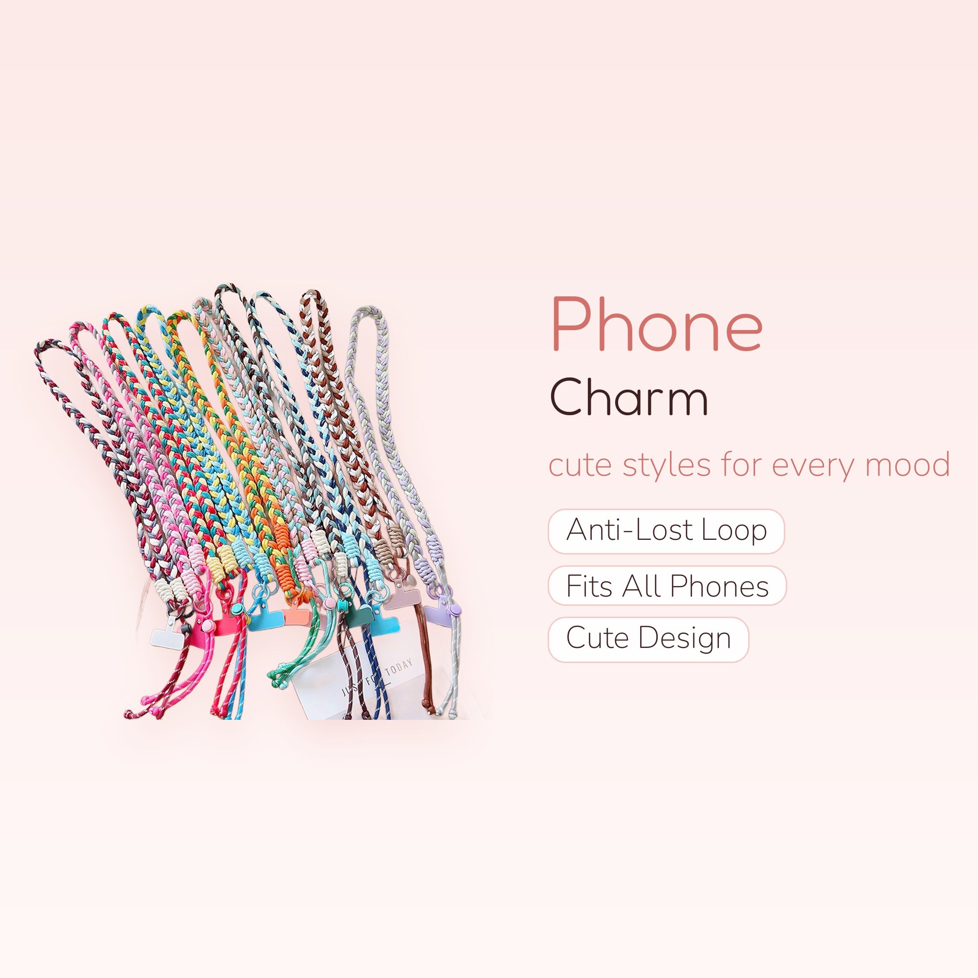 Colorful Braided Phone Charm Lanyard | Aesthetic Woven Wrist Strap