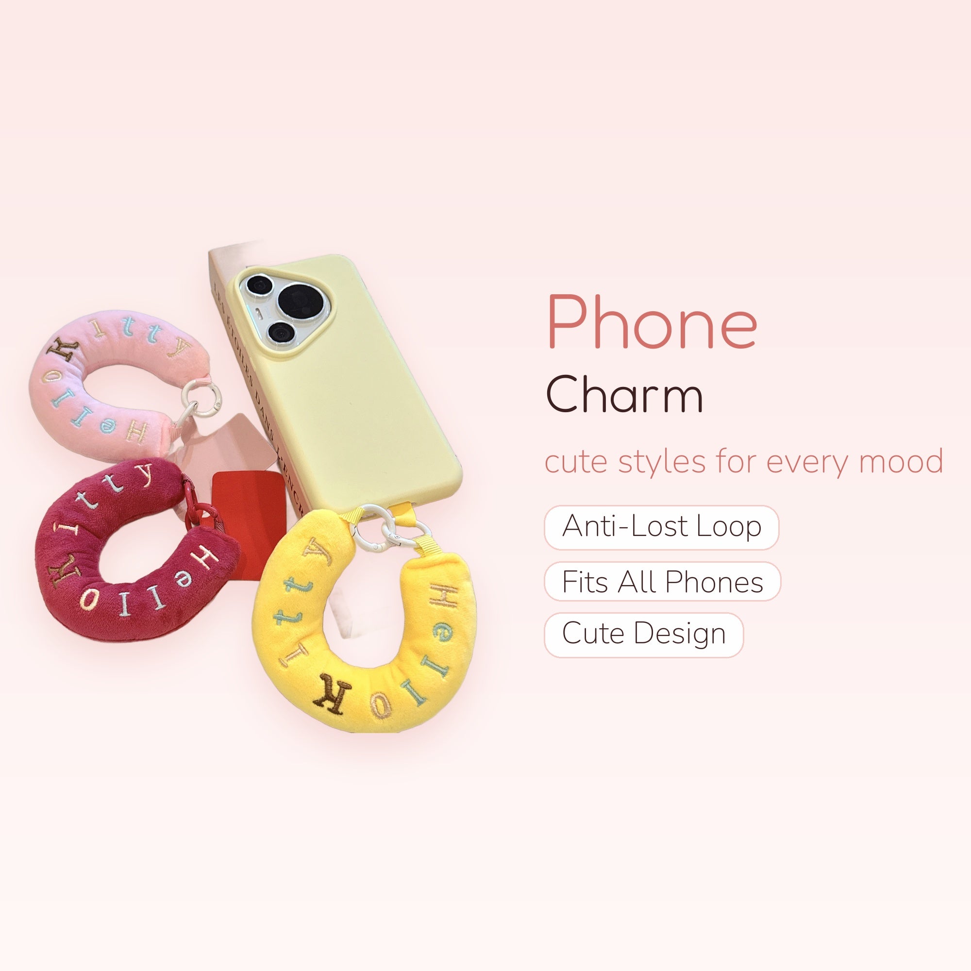 Cute Hello Kitty Plush U-Shaped Phone Charm | Aesthetic Soft Keychain Lanyard