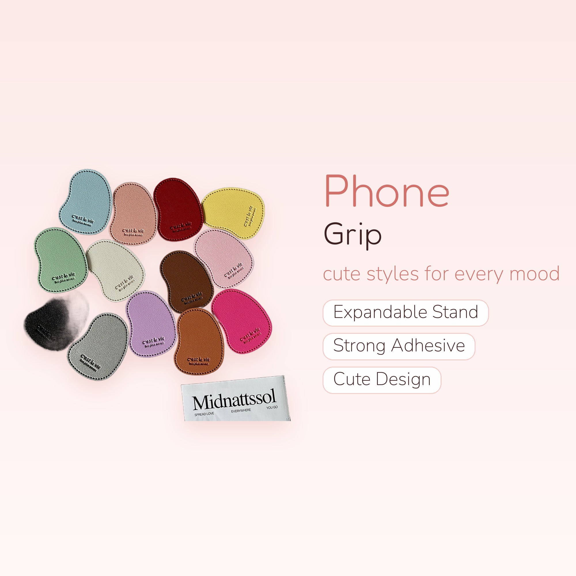 Kawaii Abstract Shape Phone Grip | Pastel Faux Leather Pop Socket Stand