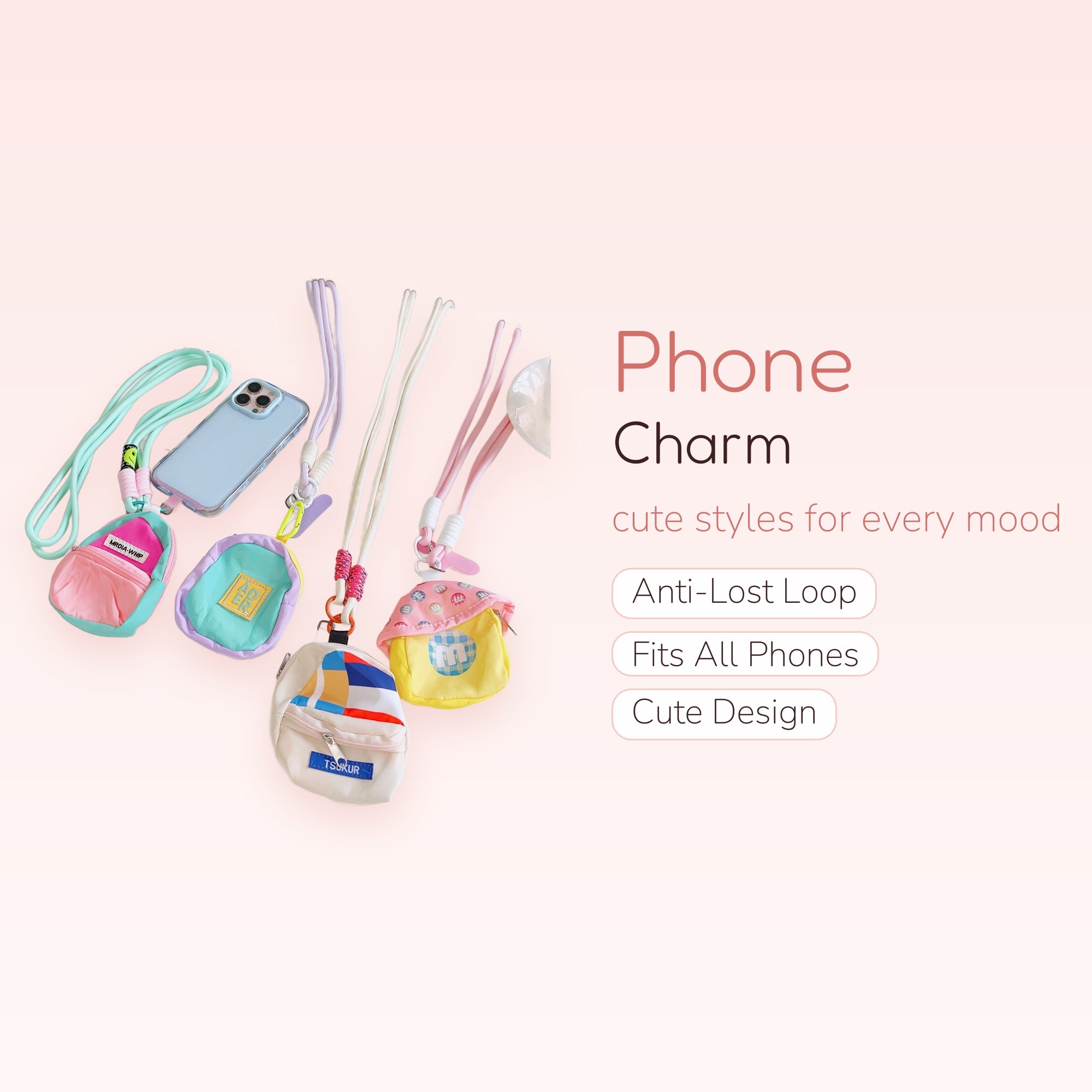 Pastel Mini Backpack Phone Lanyard | Cute Crossbody Strap with Pouch