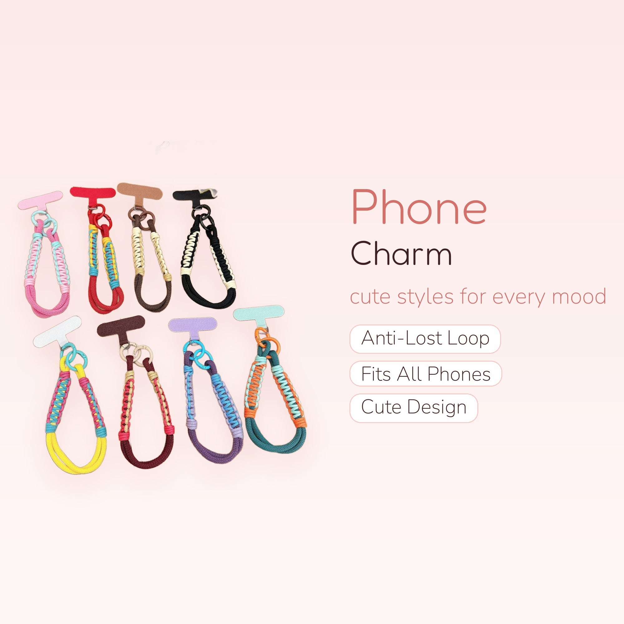 Colorful Braided Rope Phone Charm Strap | Aesthetic Wrist Lanyard