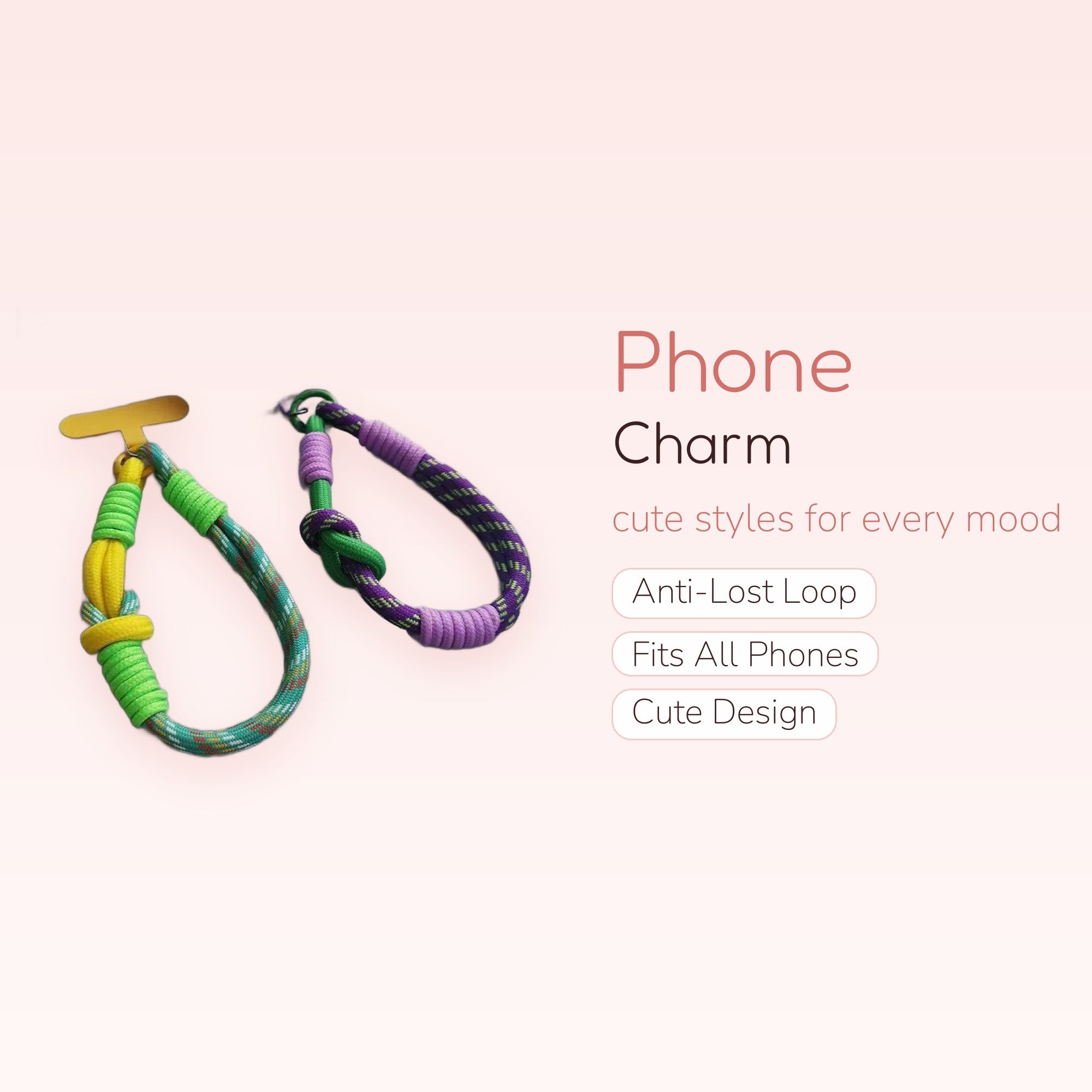 Colorful Braided Rope Phone Charm Strap | Aesthetic Knotted Wrist Lanyard