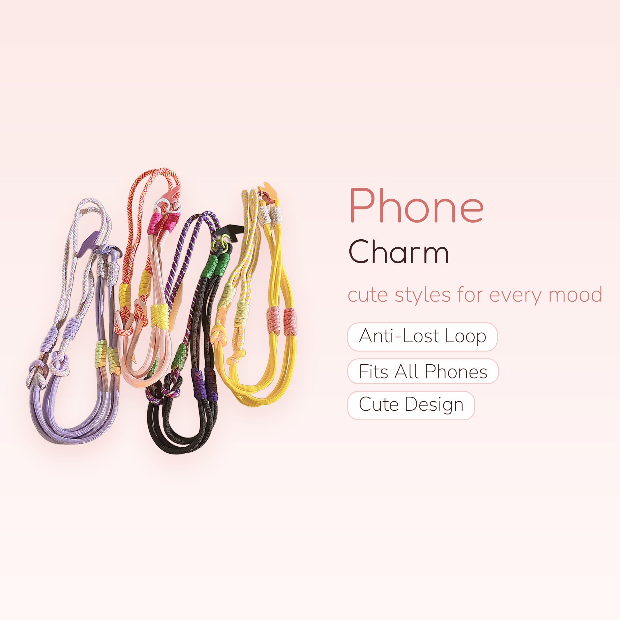 Colorful Braided Rope Phone Charm Lanyard | Aesthetic Wrist Strap for Phone