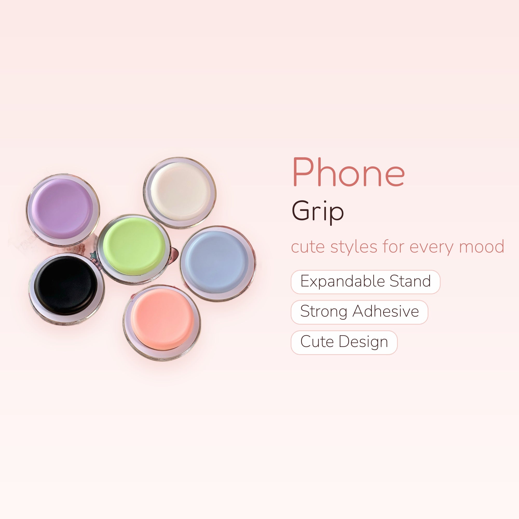 Pastel Matte Round Phone Grip | Cute Pop Socket Stand in Multiple Colors