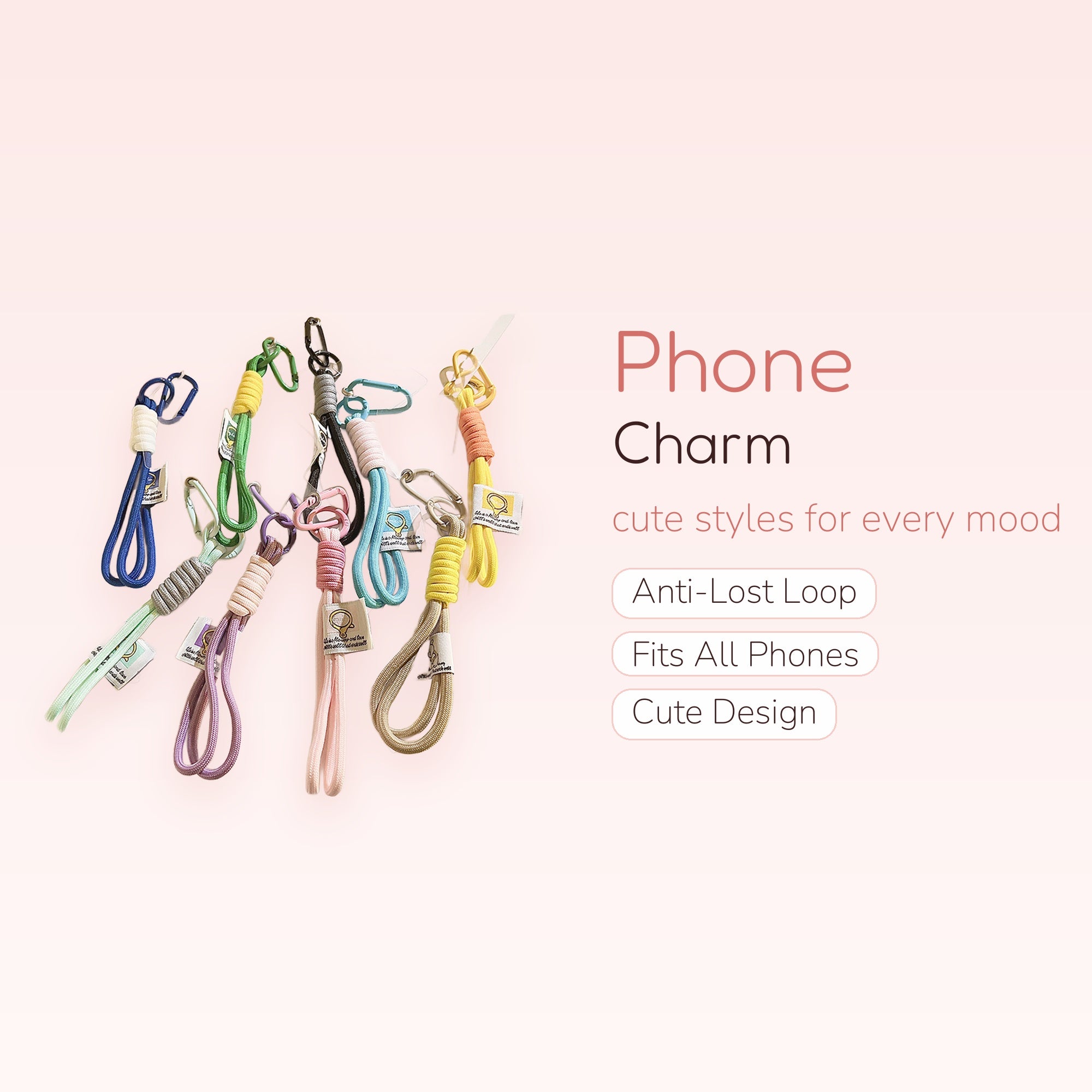 Colorful Braided Rope Phone Charm Lanyard | Aesthetic Wrist Strap Keychain