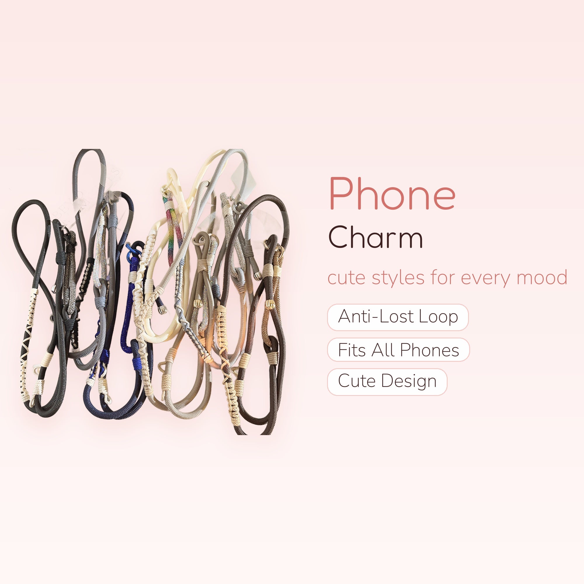 Aesthetic Braided Rope Phone Charm Lanyard | Adjustable Crossbody Phone Strap