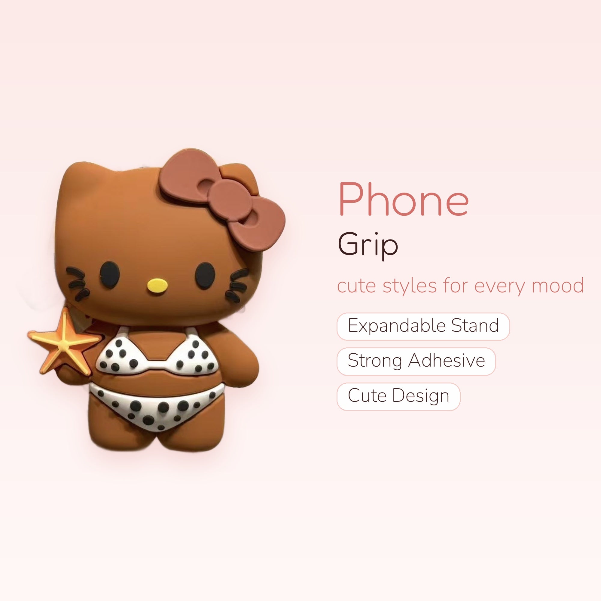 Brown Hello Kitty Bikini Phone Grip | Kawaii Pop Socket Stand