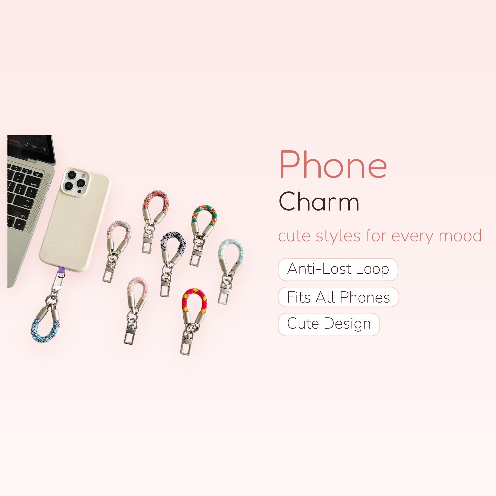 Chunky Knit Colorful Phone Charm Strap | Kawaii Textured Wrist Lanyard