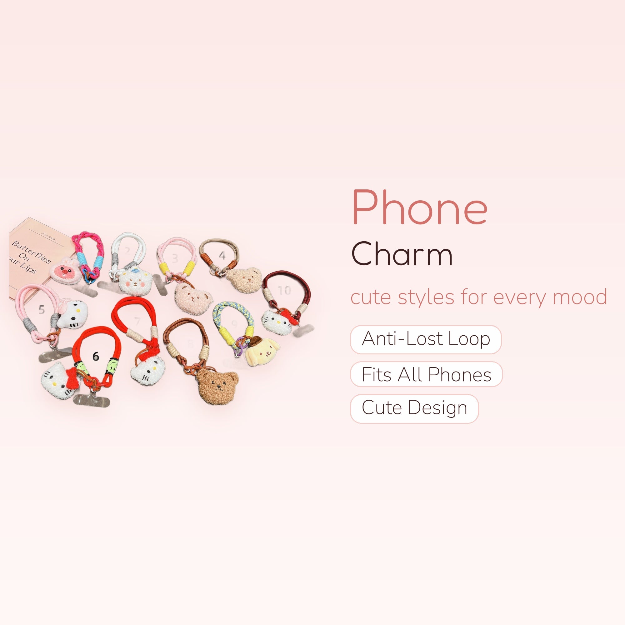 Kawaii Plush Animal Phone Charm Straps | Cute Wrist Lanyards for Phones