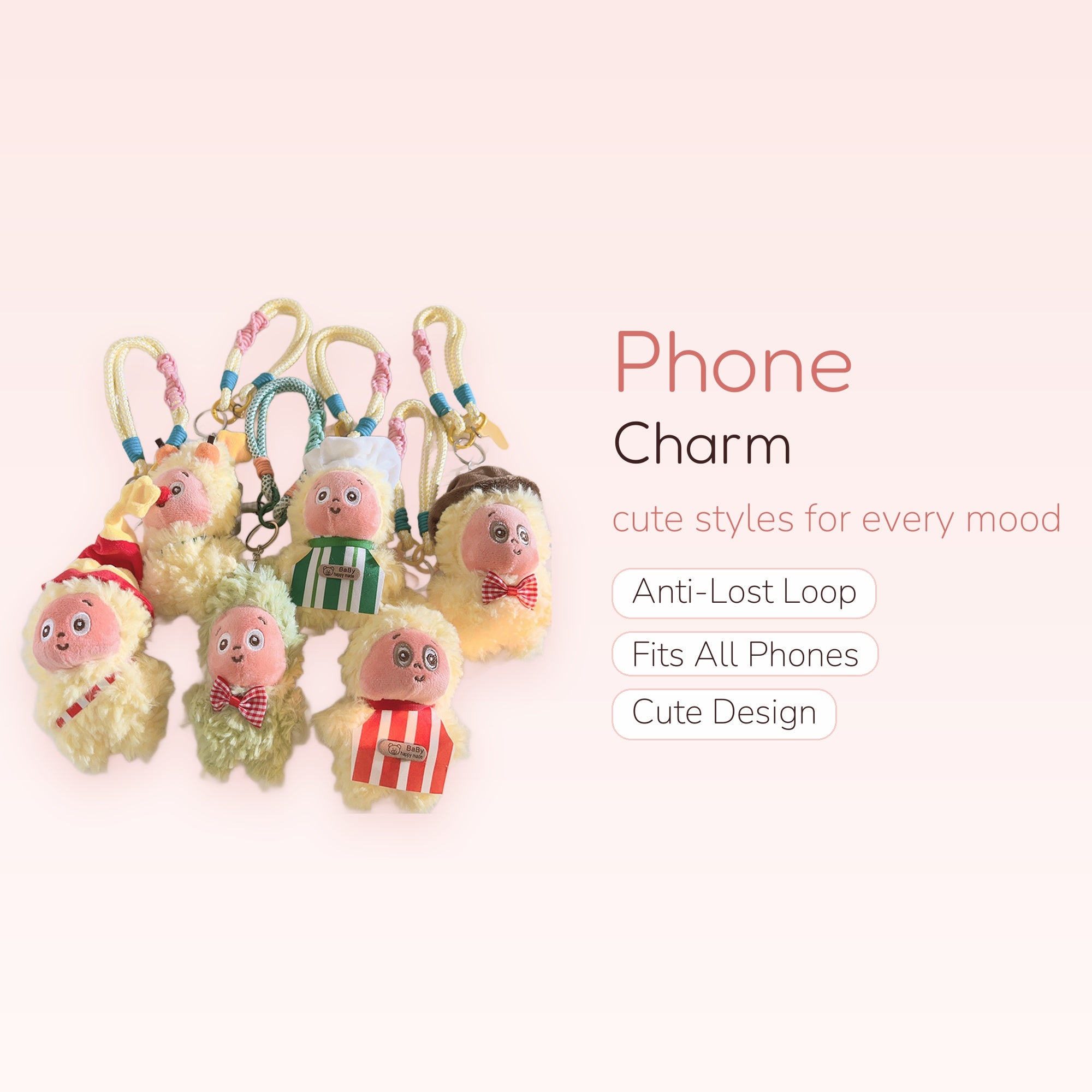 Cute Fluffy Sheep Phone Charm Strap | Kawaii Plush Animal Wrist Lanyard