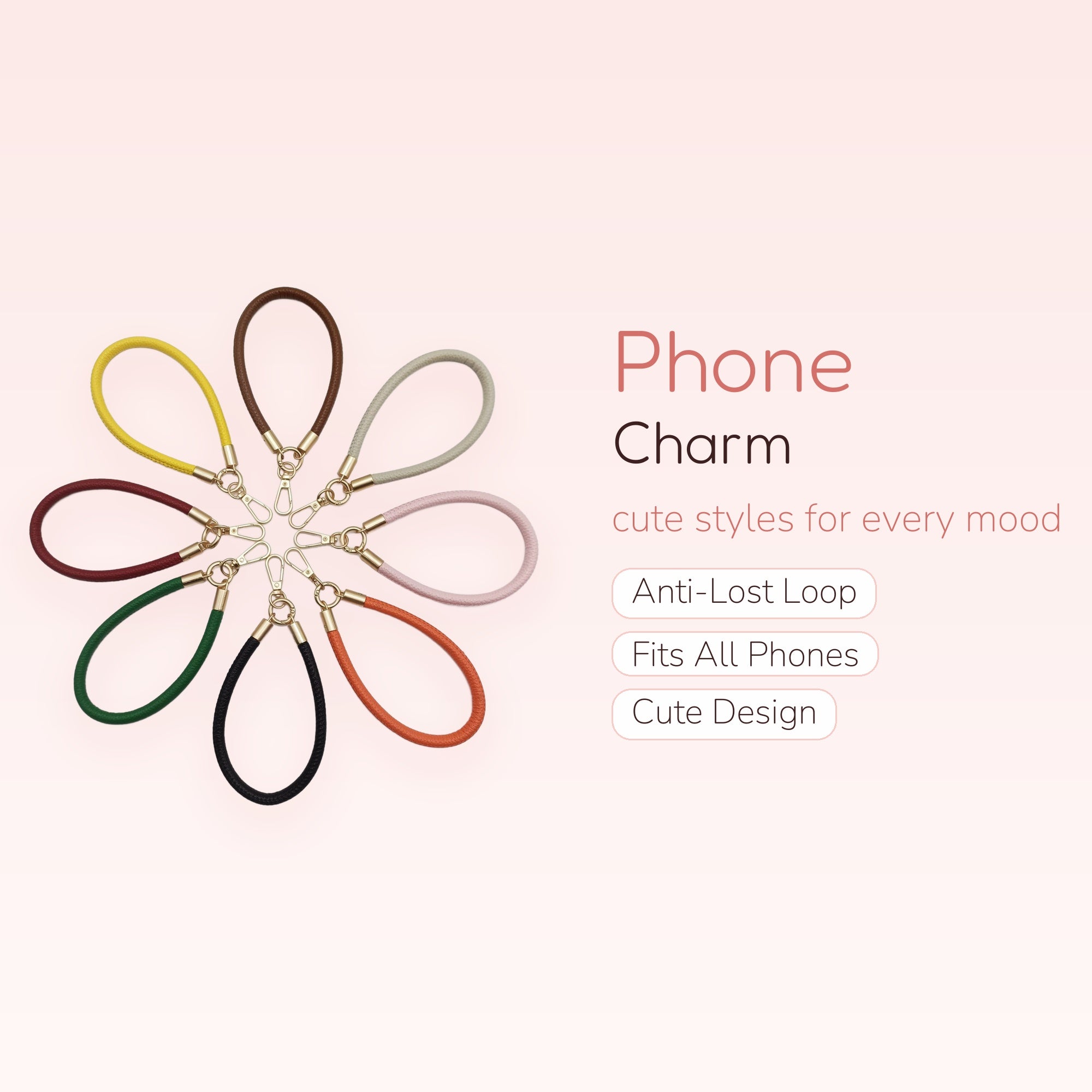 Colorful Leather Wristlet Phone Charm | Aesthetic Keychain Lanyard Strap