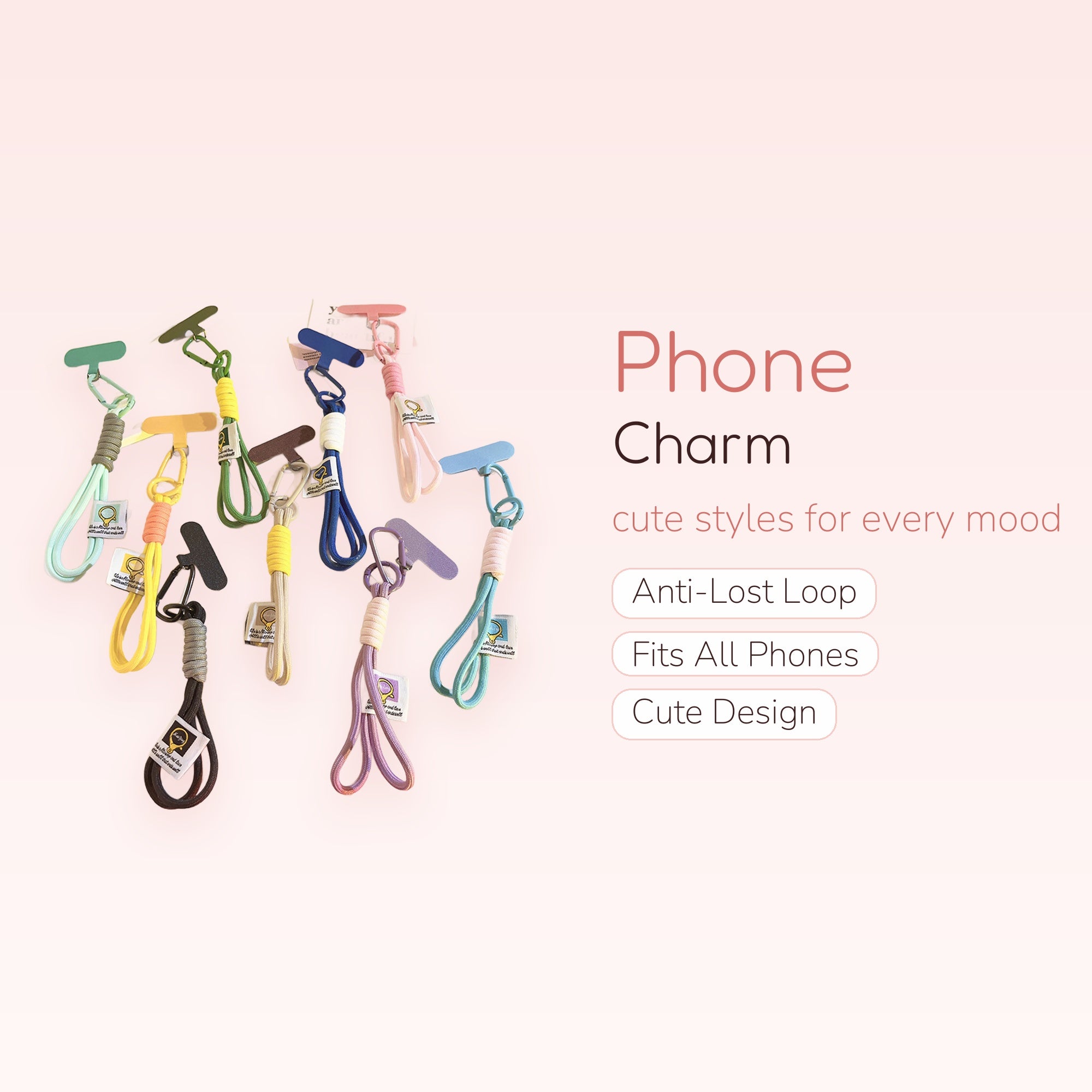 Colorful Braided Rope Phone Charm Strap | Aesthetic Wrist Lanyard with Carabiner