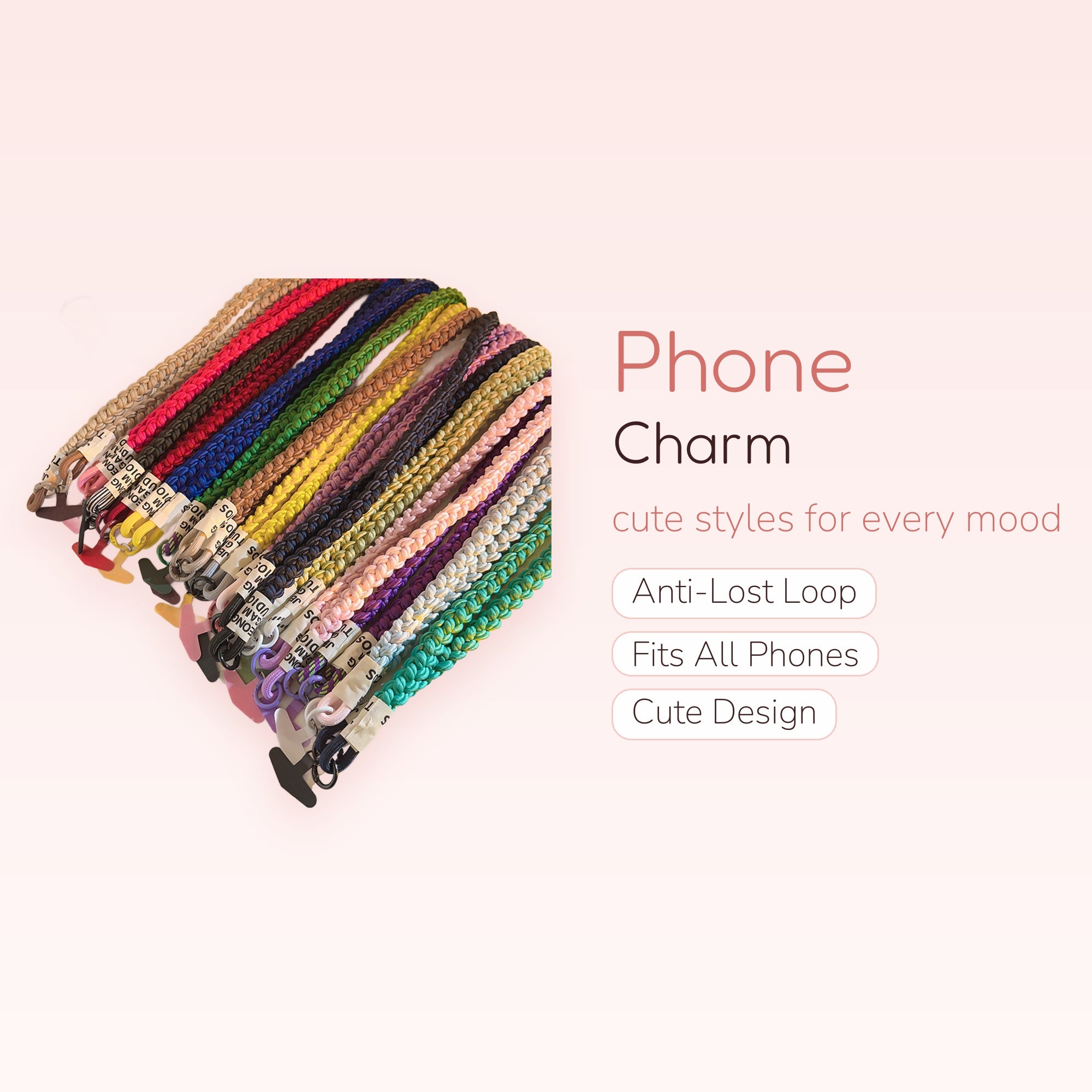 Colorful Braided Phone Charm Lanyard | Aesthetic Woven Wrist Strap