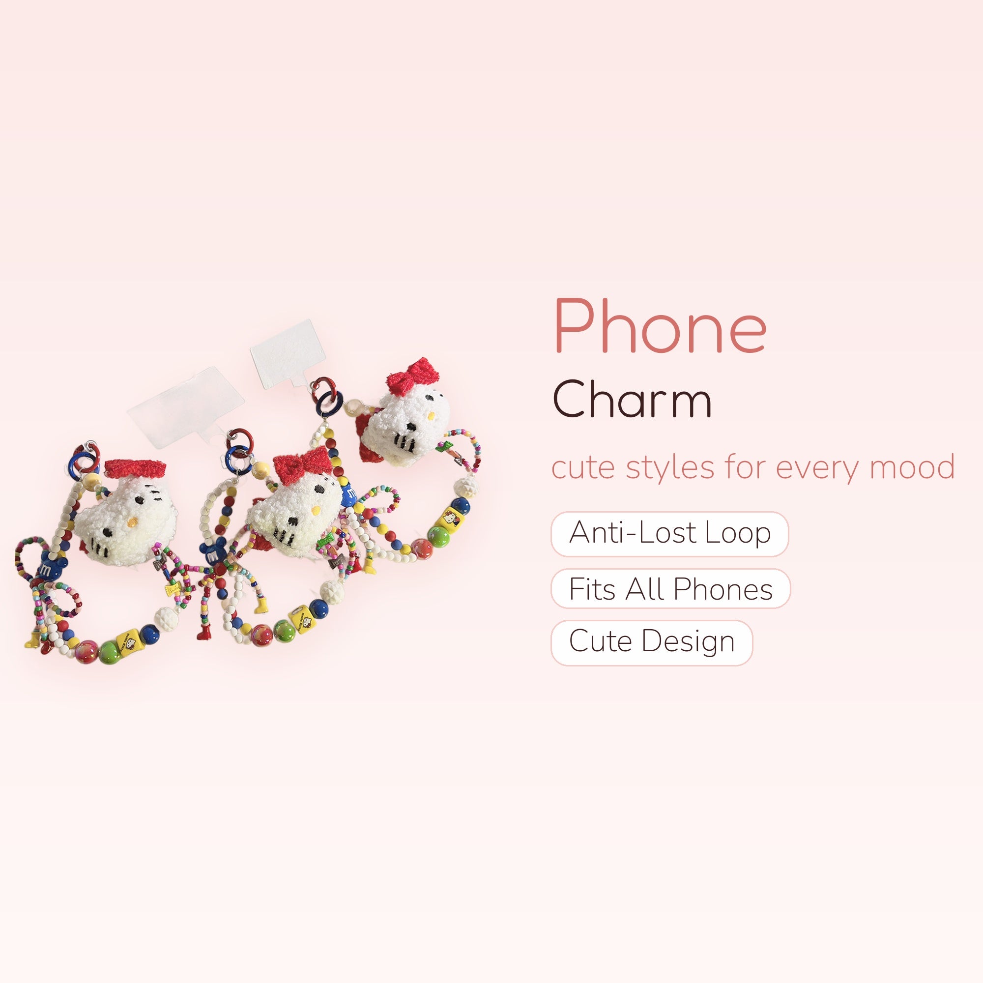 Kawaii Hello Kitty Beaded Phone Charm | Y2K Colorful Wrist Lanyard