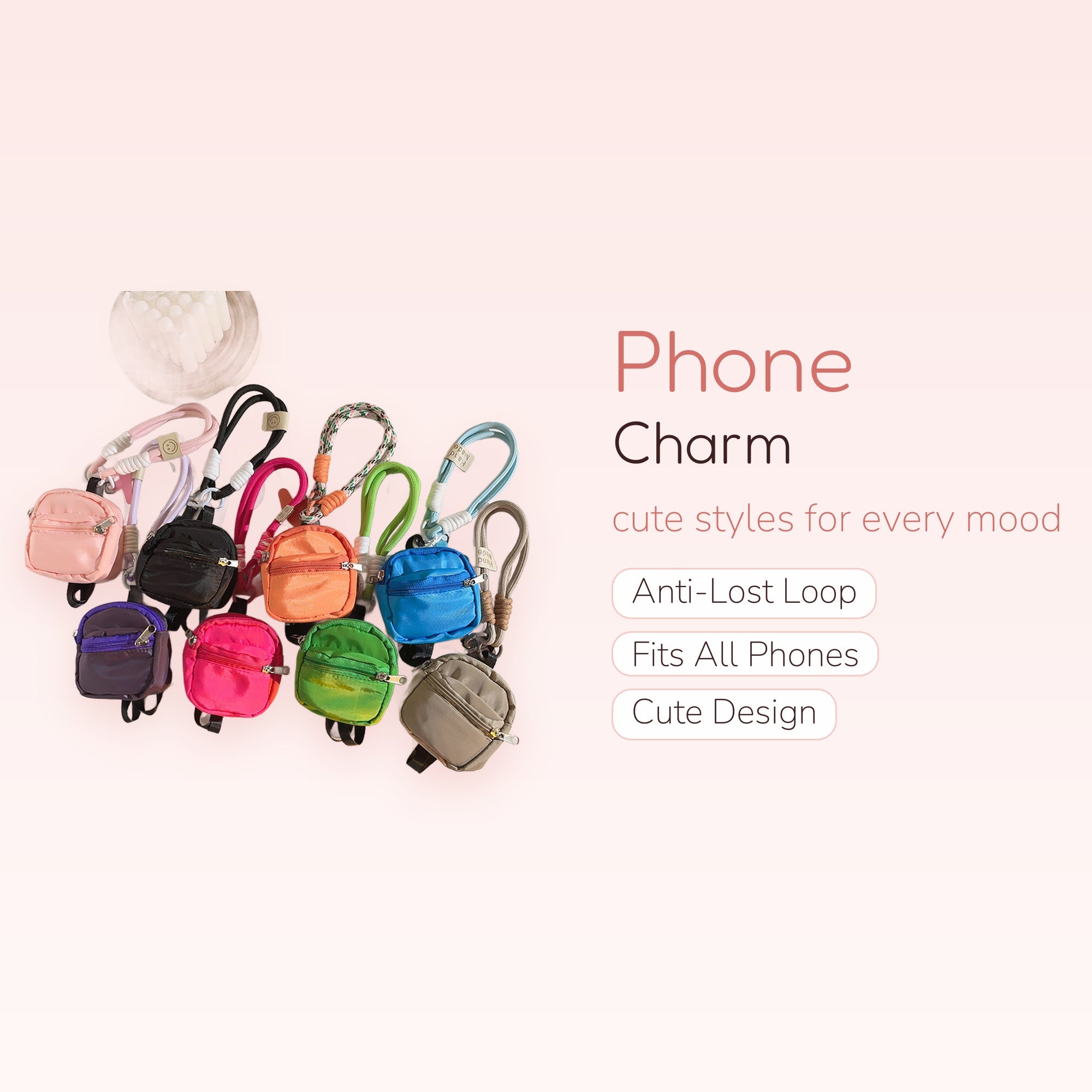 Mini Backpack Phone Charm Wristlet | Cute Colorful Keychain Lanyard