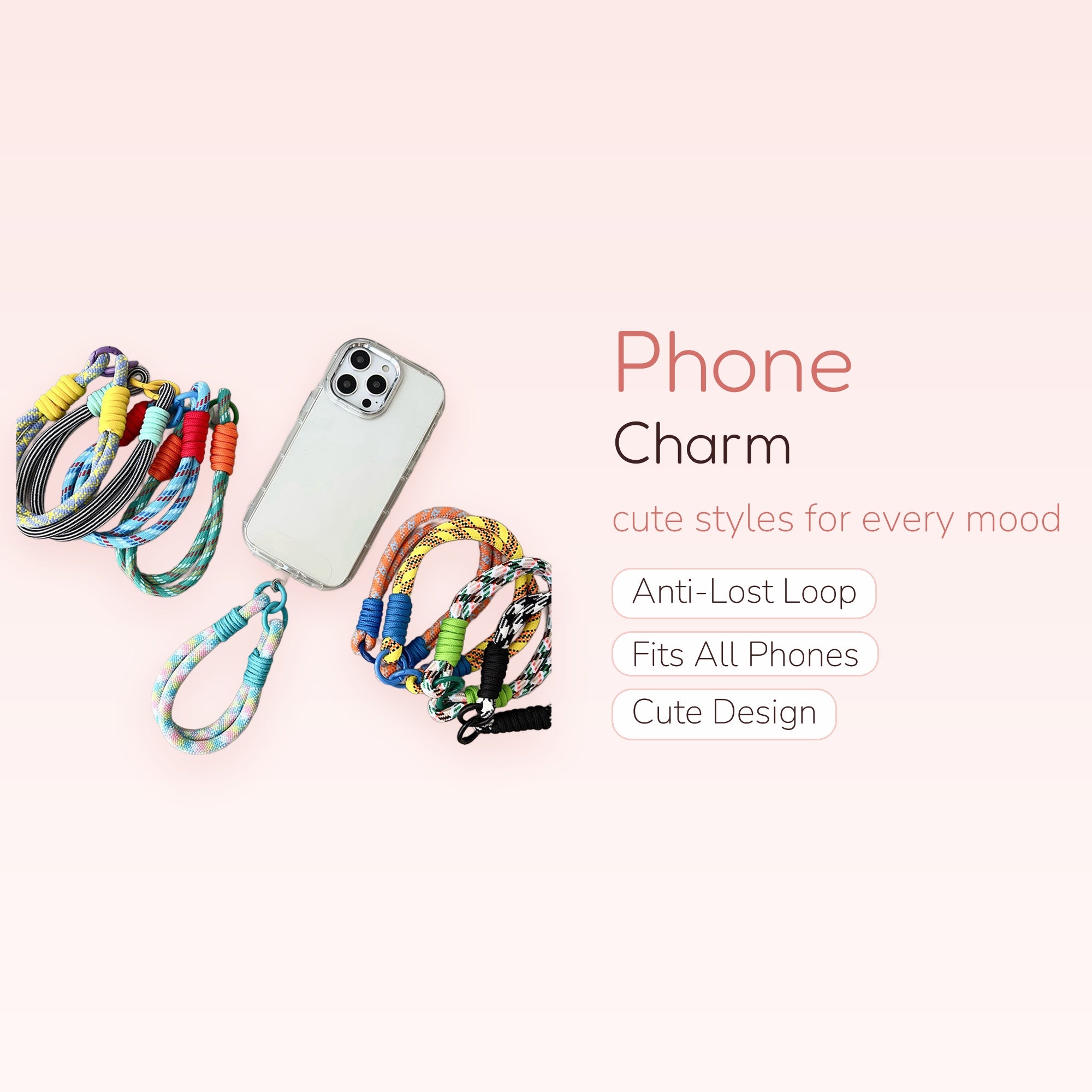 Colorful Braided Rope Phone Charm Wristlet | Aesthetic Hand Strap Lanyard