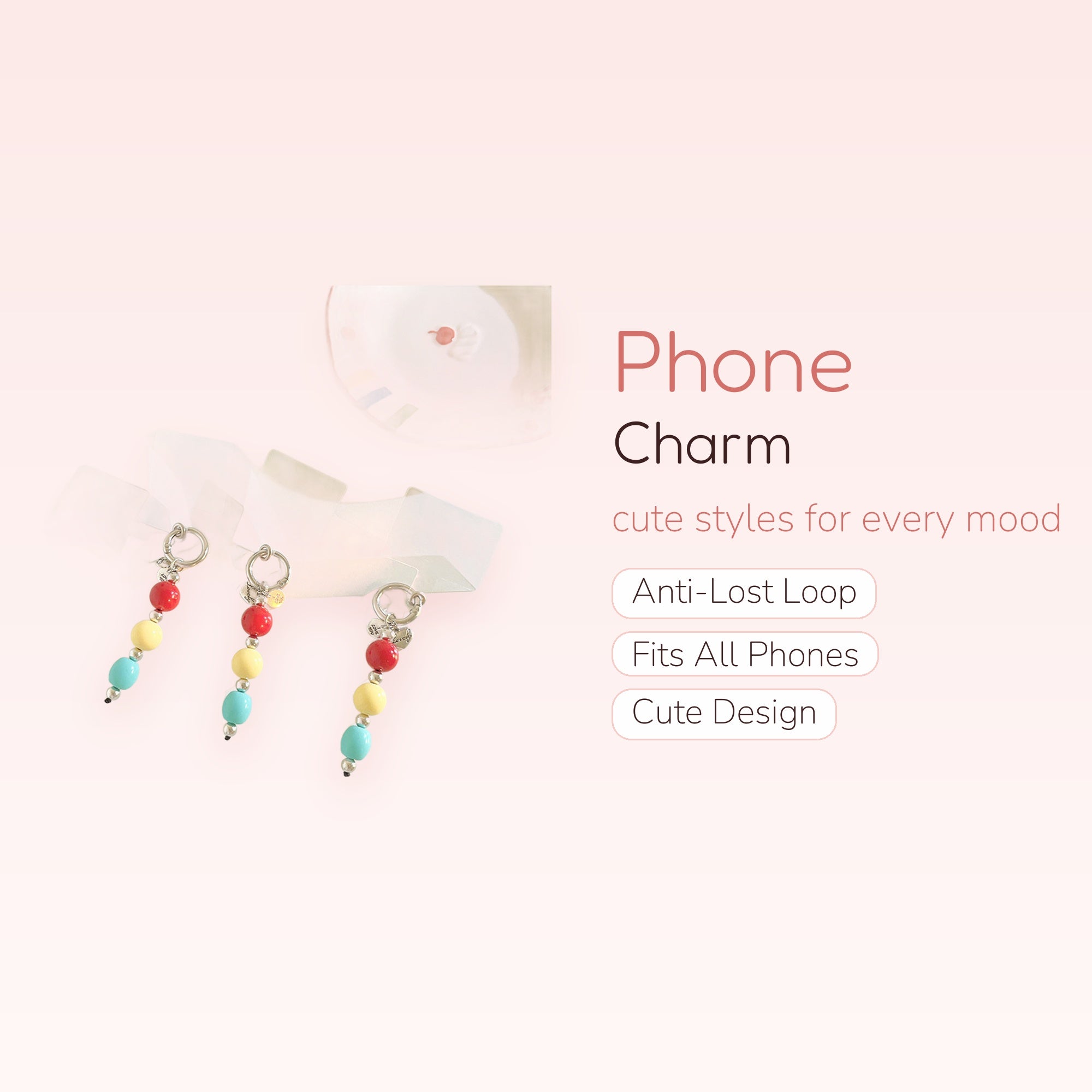 Colorful Beaded Phone Charm | Y2K Aesthetic Dangle Phone Strap