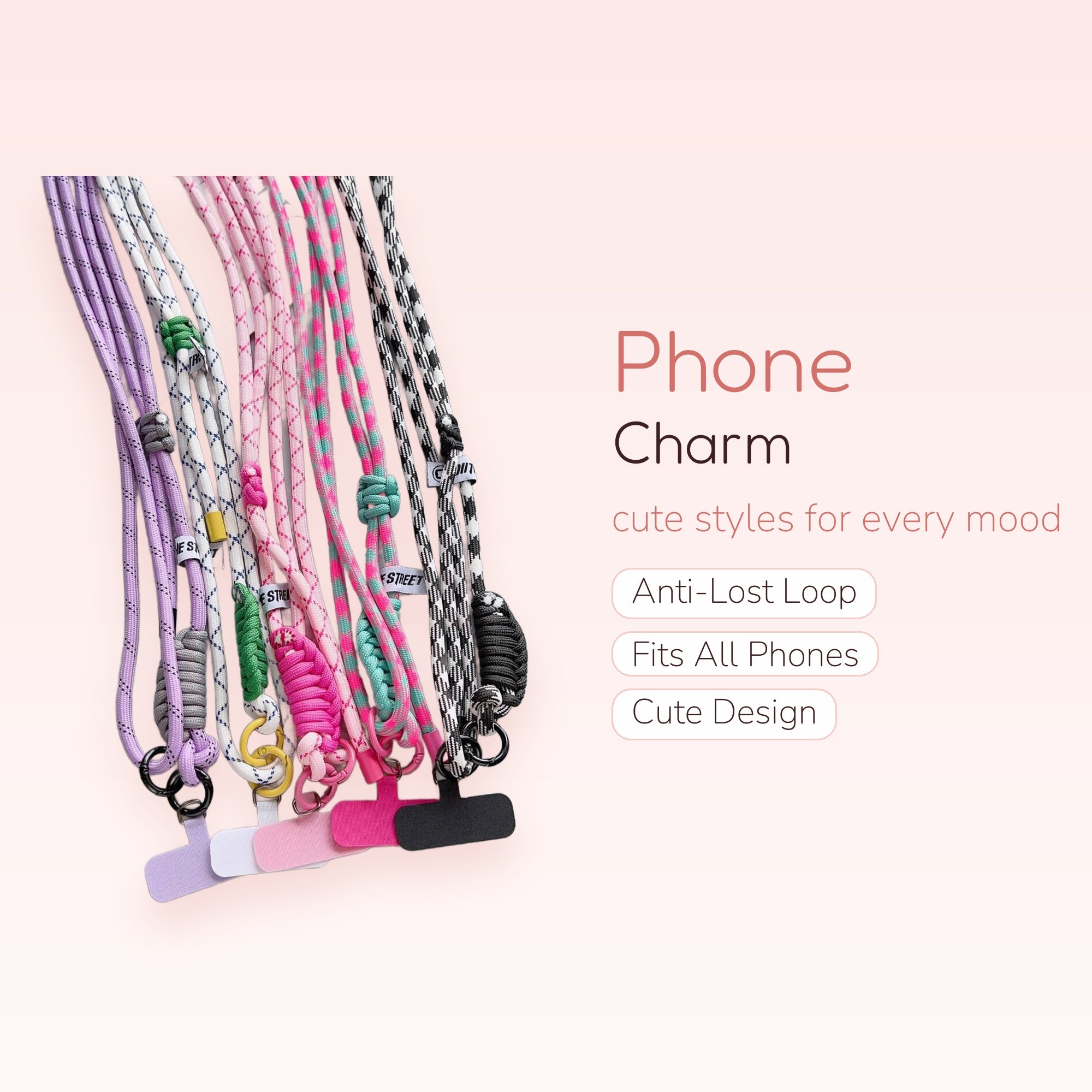 SIMPLYBUBBI — Patterned Braided Cord Phone Lanyard | Checker Adjustable Crossbody Strap
