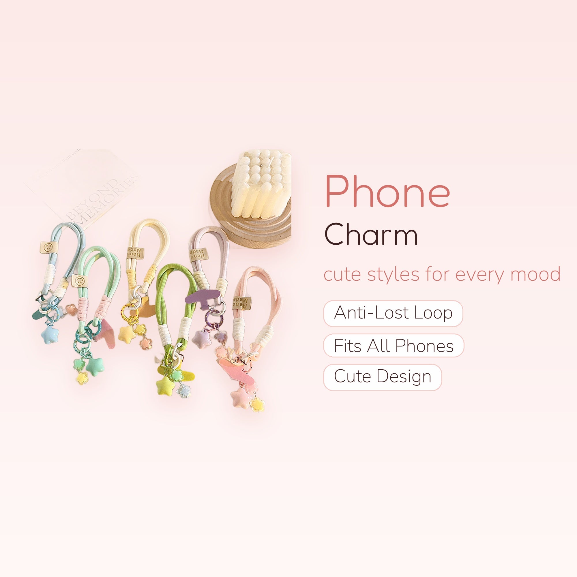Pastel Star & Flower Phone Charm Wristlet | Cute Beaded Phone Strap Lanyard