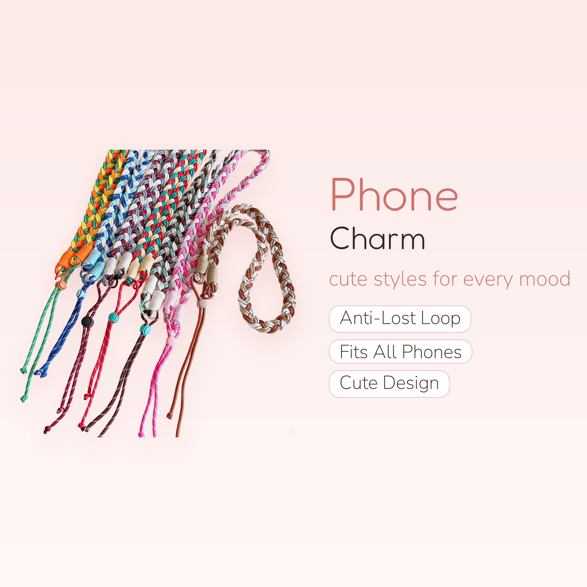 Braided Rope Phone Lanyard Strap | Colorful Woven Wrist & Neck Charm