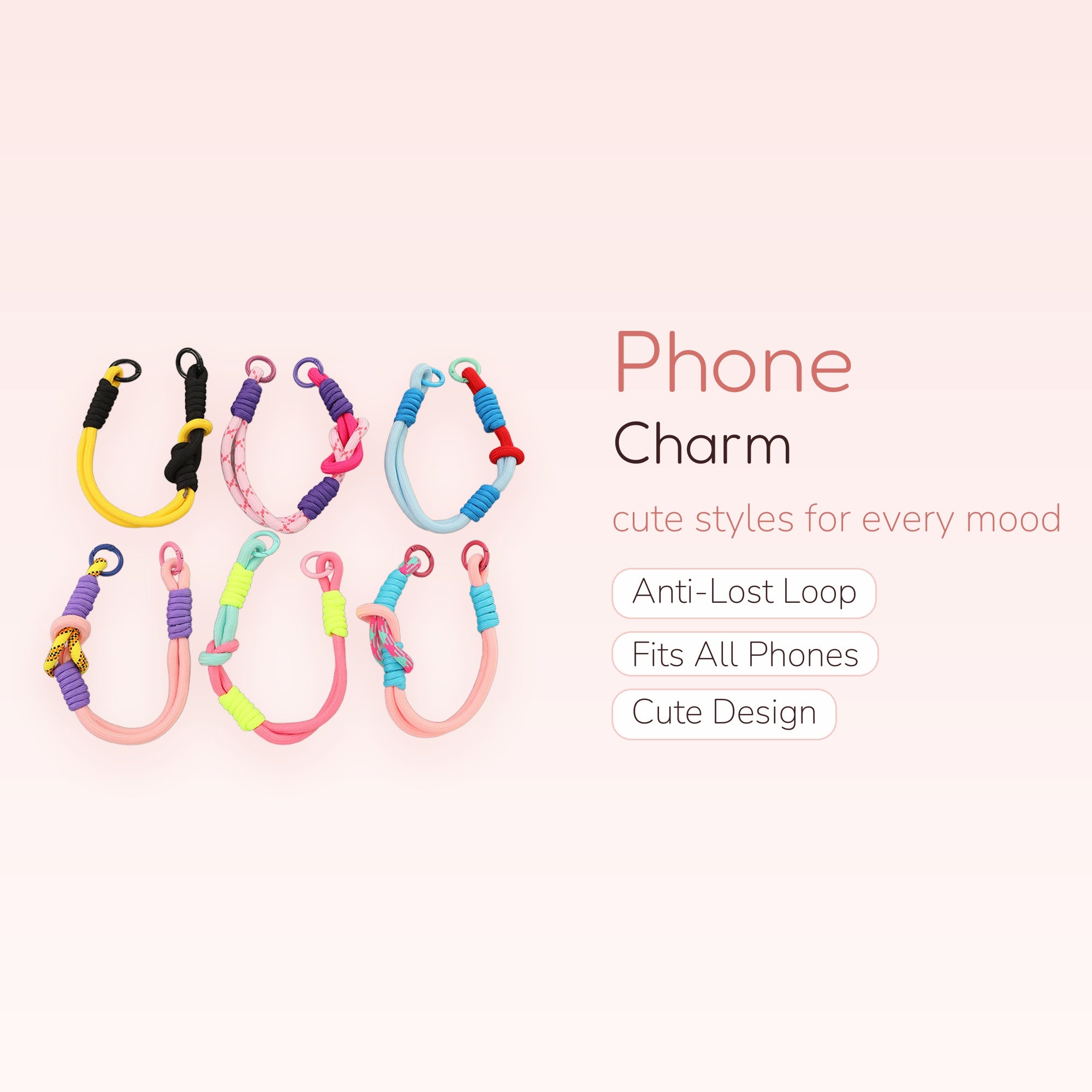 Colorful Rope Knot Phone Charm Strap | Aesthetic Wrist Lanyard with Key Ring