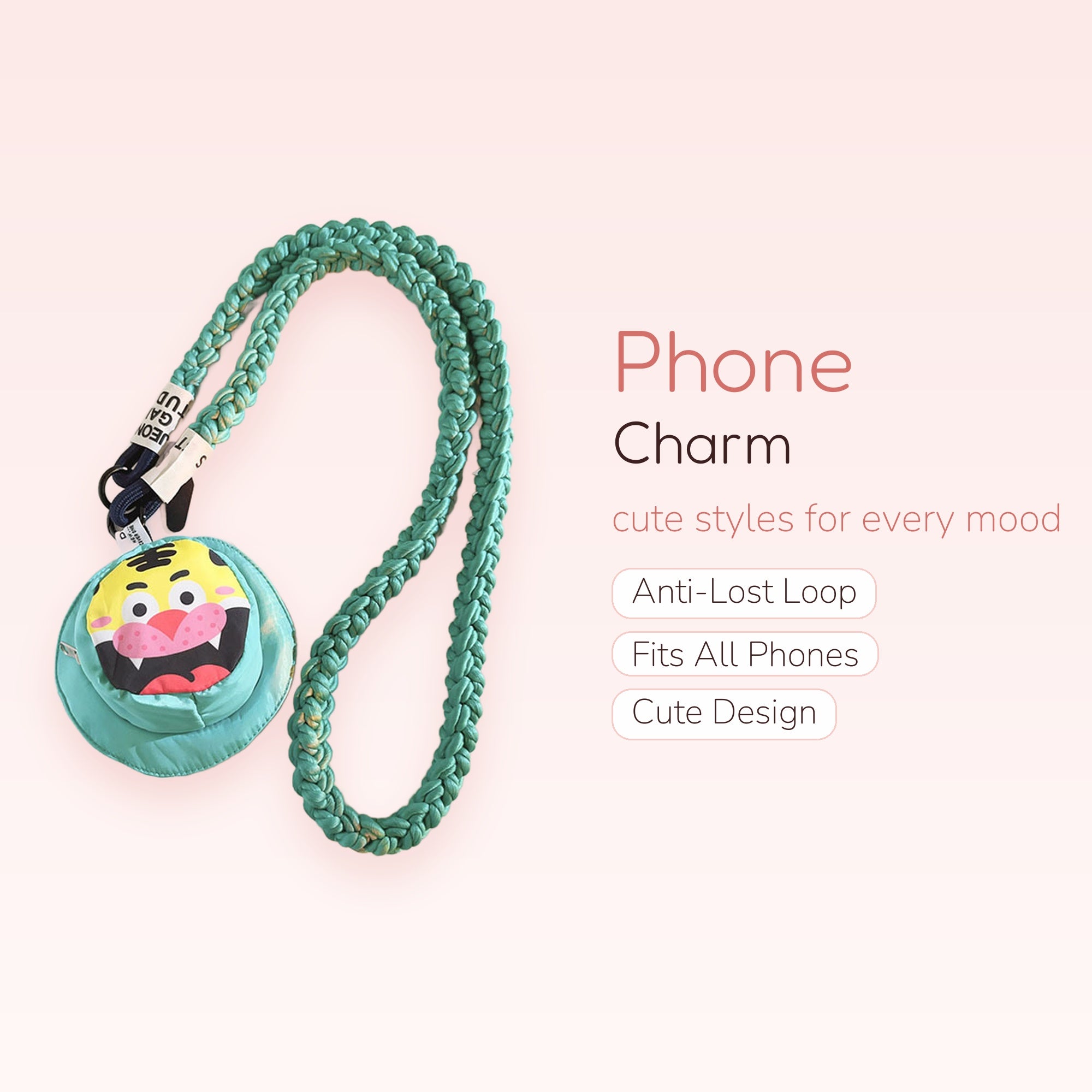 SIMPLYBUBBI — Teal Braided Phone Lanyard | Cute Tiger Bucket Hat Strap