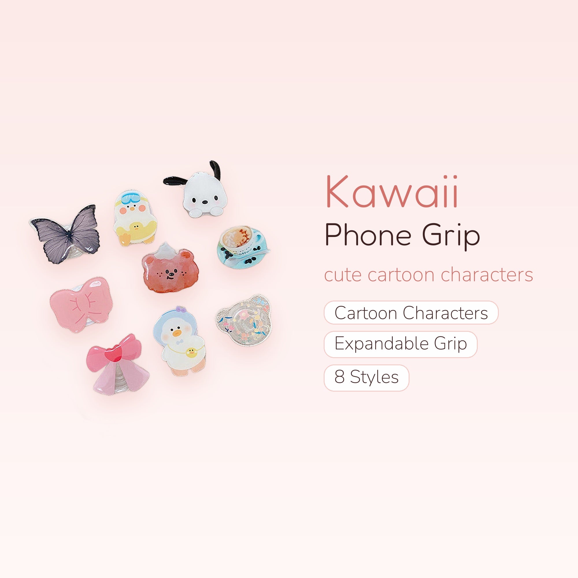 Kawaii Cartoon Phone Grip Stand | Cute Character Expandable Holder