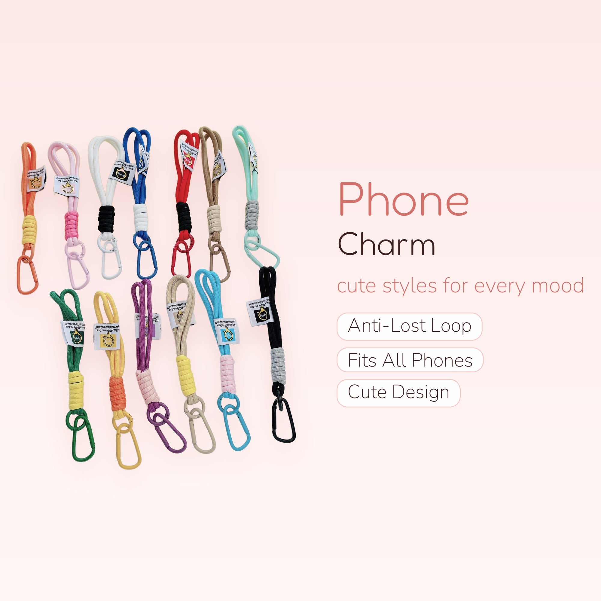 Colorful Braided Rope Phone Wrist Strap | Aesthetic Keychain Lanyard with Carabiner